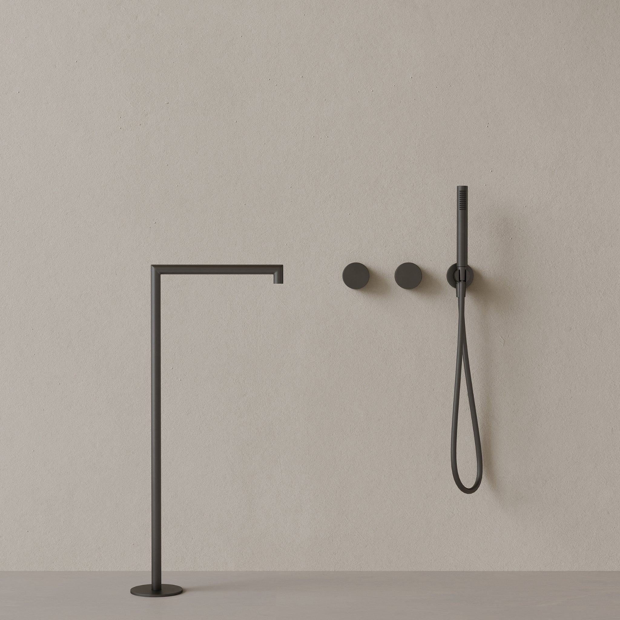 Modern Square Floor-mounted Bathtub Filler