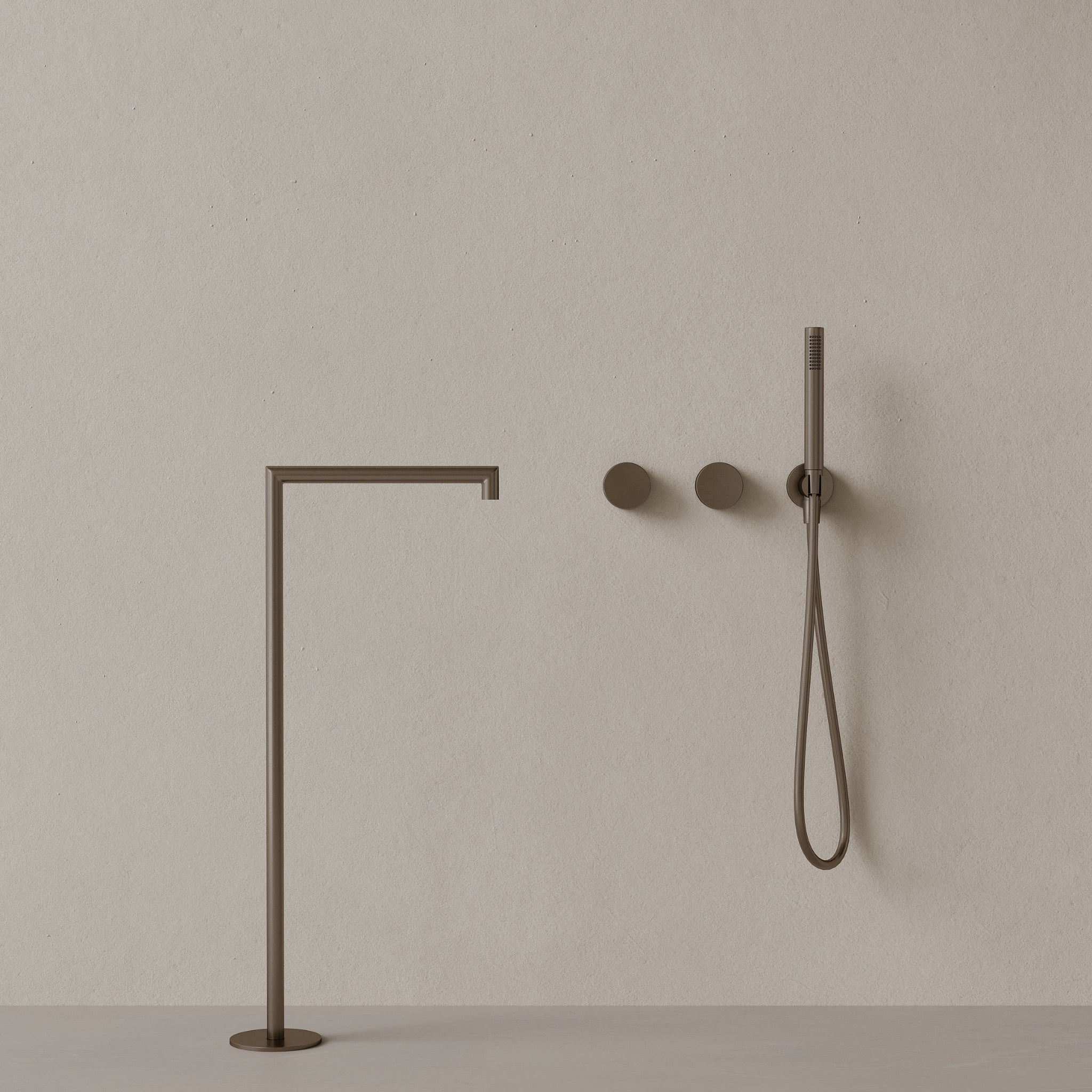 Modern Square Floor-mounted Bathtub Filler