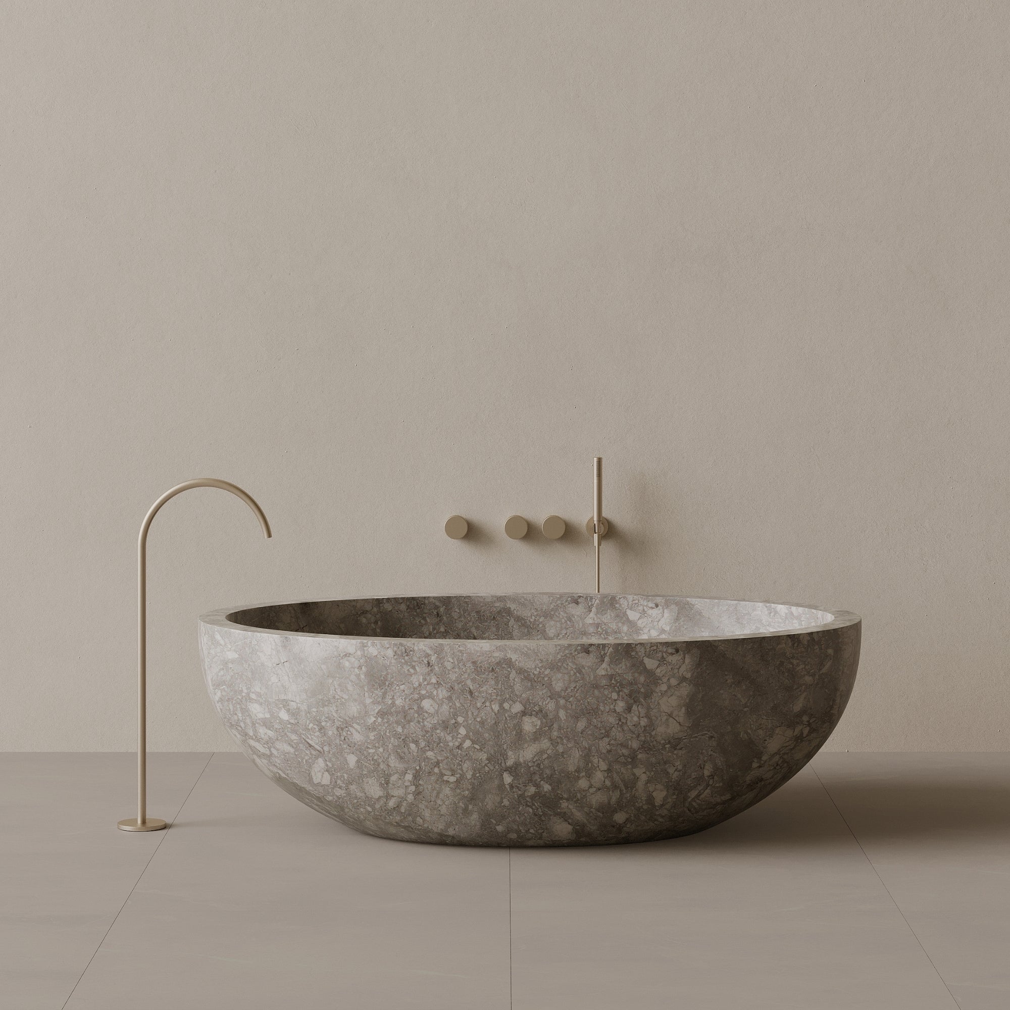 69" x 45" Handcrafted Oval Stone Bathtub