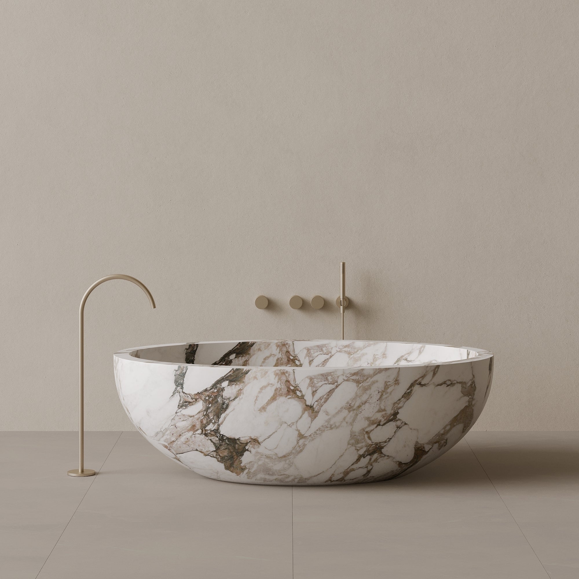 69" x 45" Handcrafted Oval Stone Bathtub