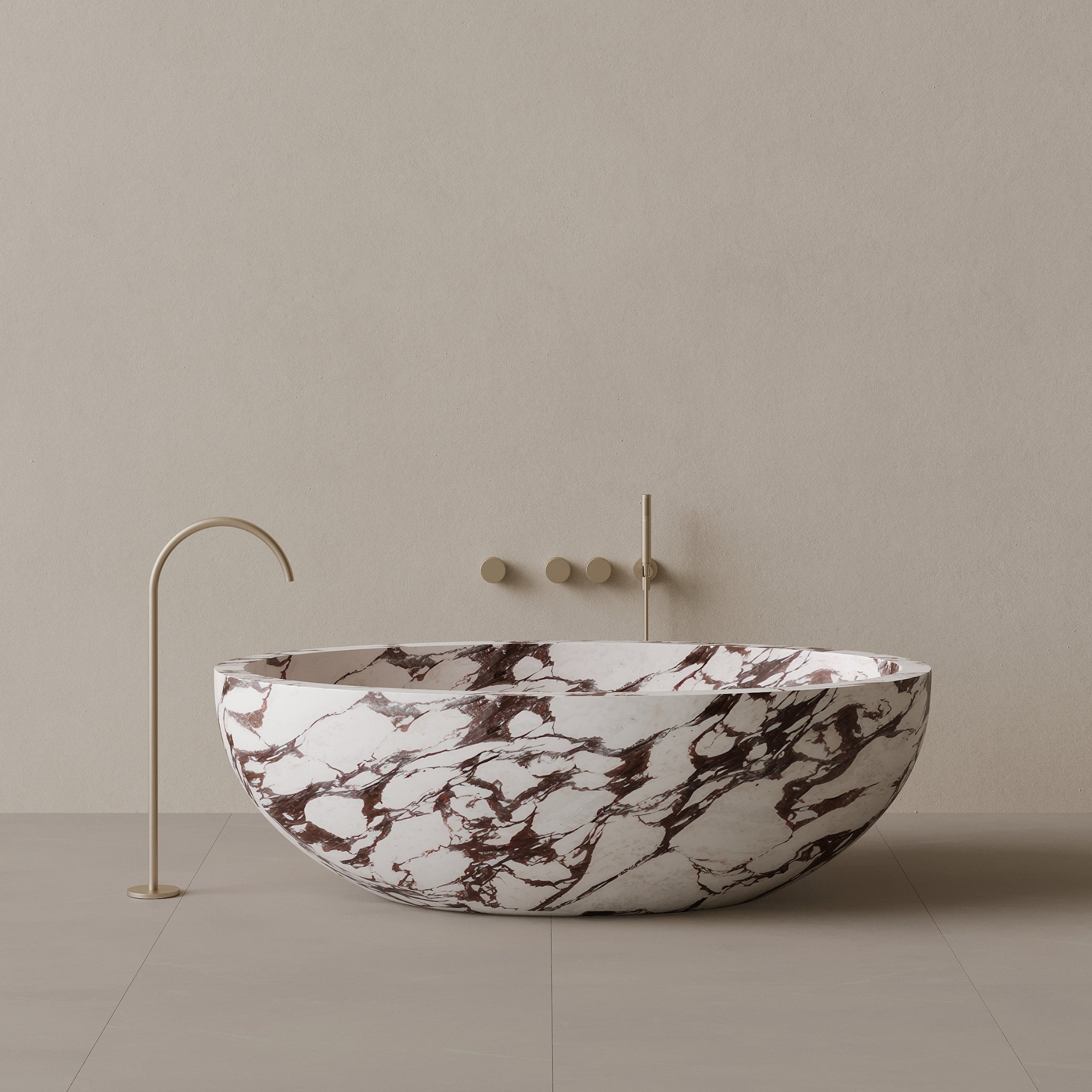 69" x 45" Handcrafted Oval Stone Bathtub