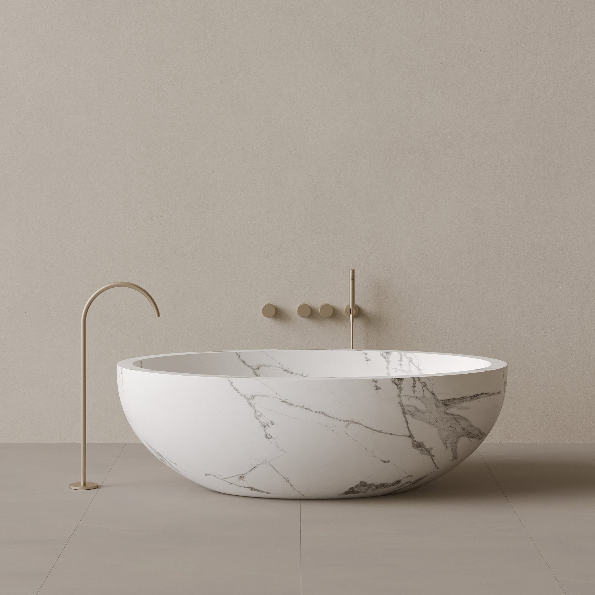 69" x 45" Handcrafted Oval Stone Bathtub