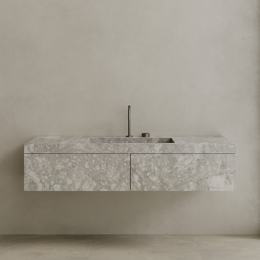Single Sink Floating Handcrafted Marble Vanity