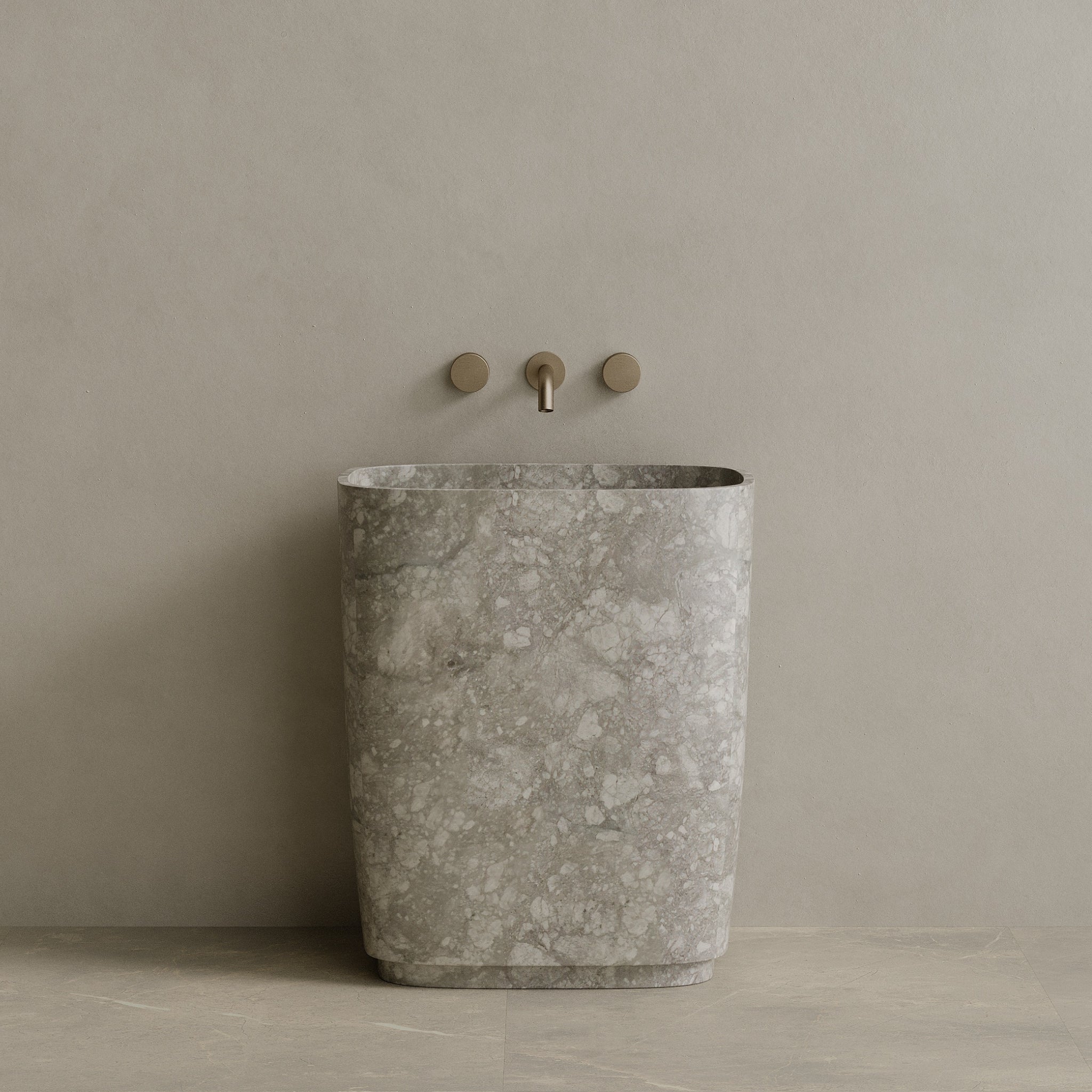 Ovola Handcrafted Stone Pedestal Sink