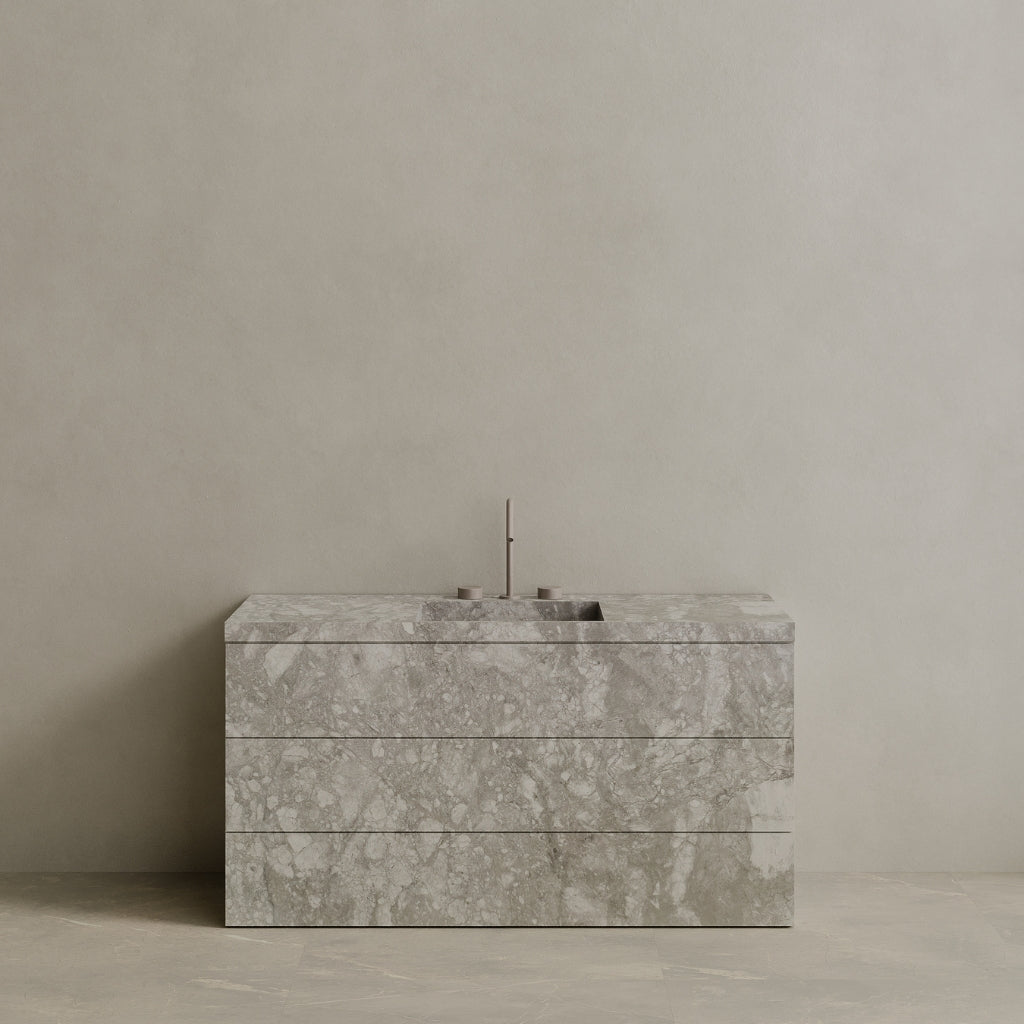 Single Sink Freestanding Handcrafted Marble Vanity with Drawers