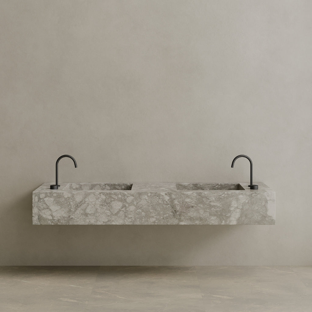 Double Sink Floating Handcrafted Marble Vanity