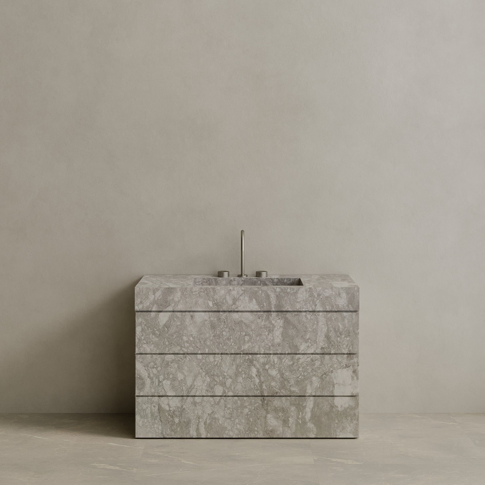 Single Sink Freestanding Handcrafted Marble Vanity with Drawers