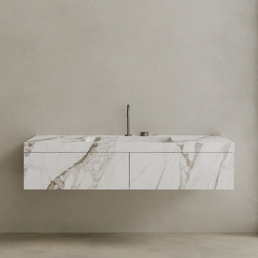 Single Sink Floating Handcrafted Marble Vanity