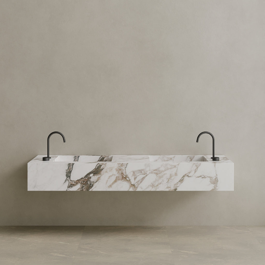Double Sink Floating Handcrafted Marble Vanity