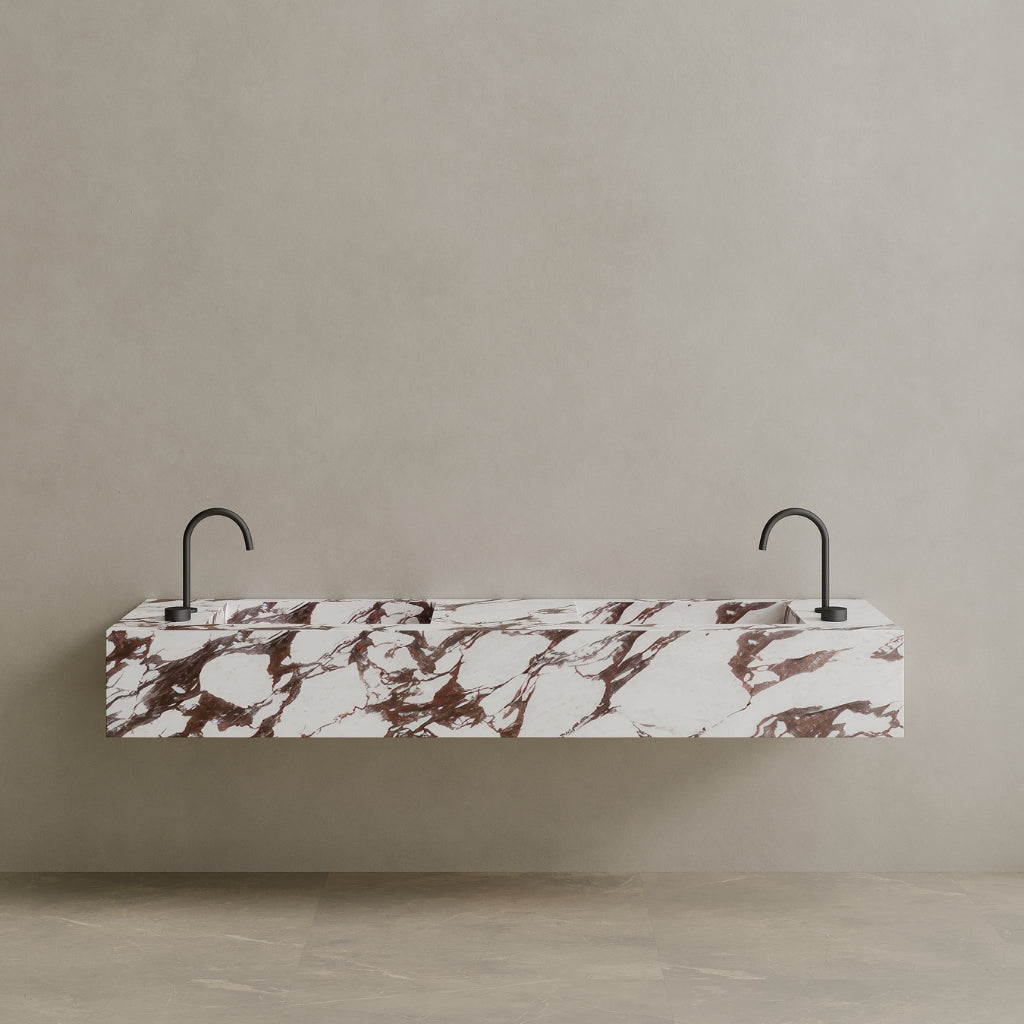 Double Sink Floating Handcrafted Marble Vanity
