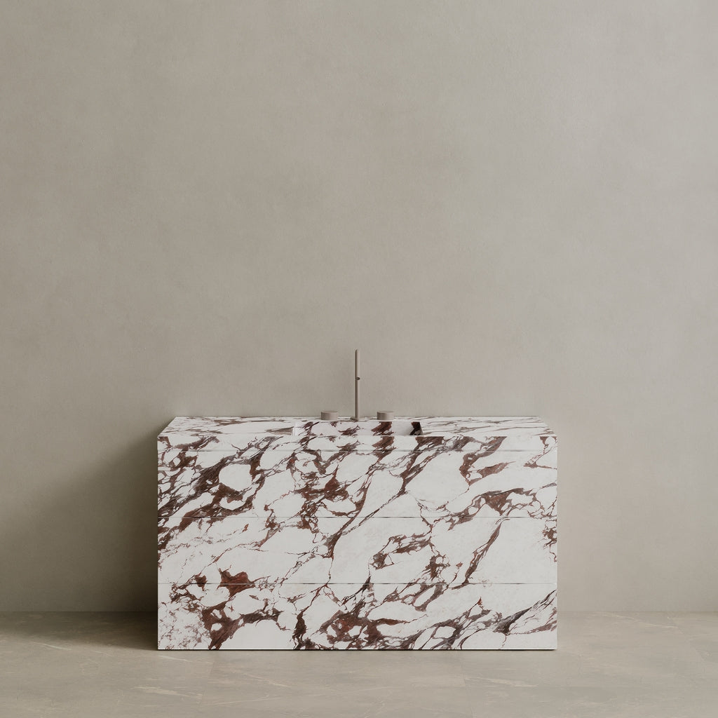 Single Sink Freestanding Handcrafted Marble Vanity with Drawers