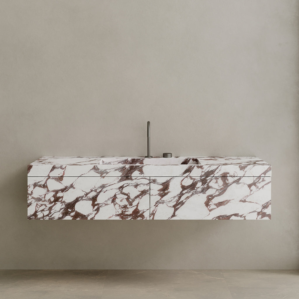 Single Sink Floating Handcrafted Marble Vanity