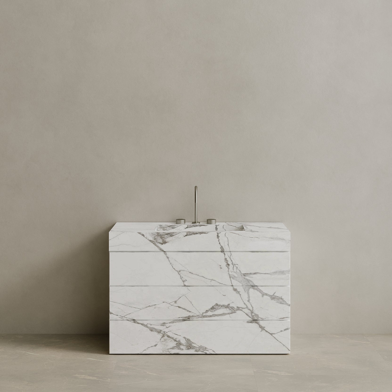 Single Sink Freestanding Handcrafted Marble Vanity with Drawers
