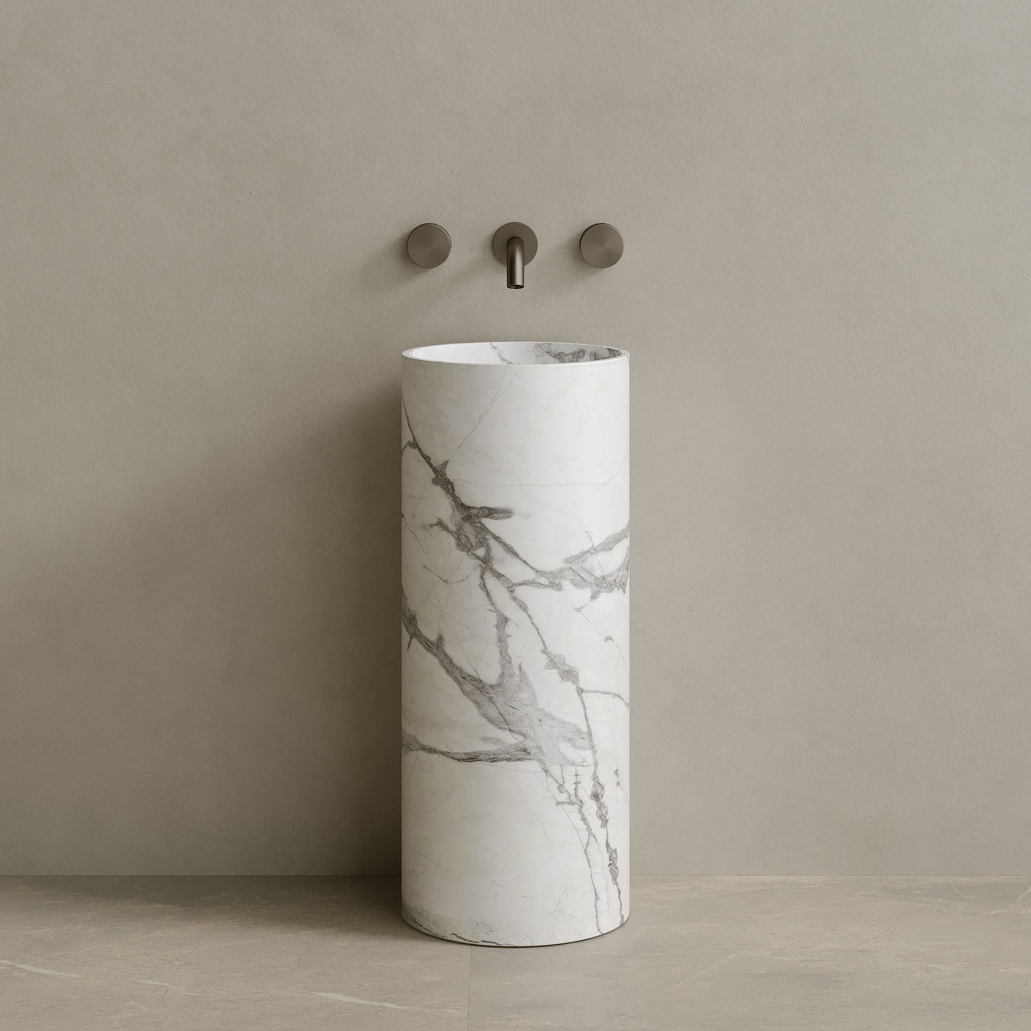 Colva Handcrafted Stone Pedestal Sink