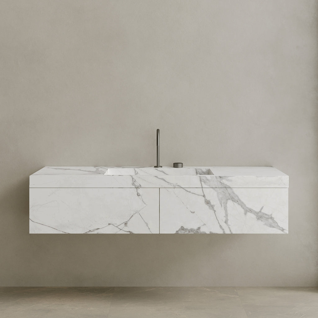 Single Sink Floating Handcrafted Marble Vanity
