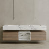Oversized Floating Double Sink Marble Vanity with Wood Drawers