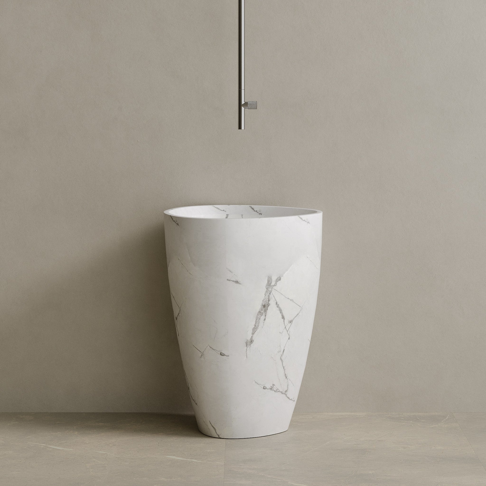 Fluvio Handcrafted Stone Pedestal Sink