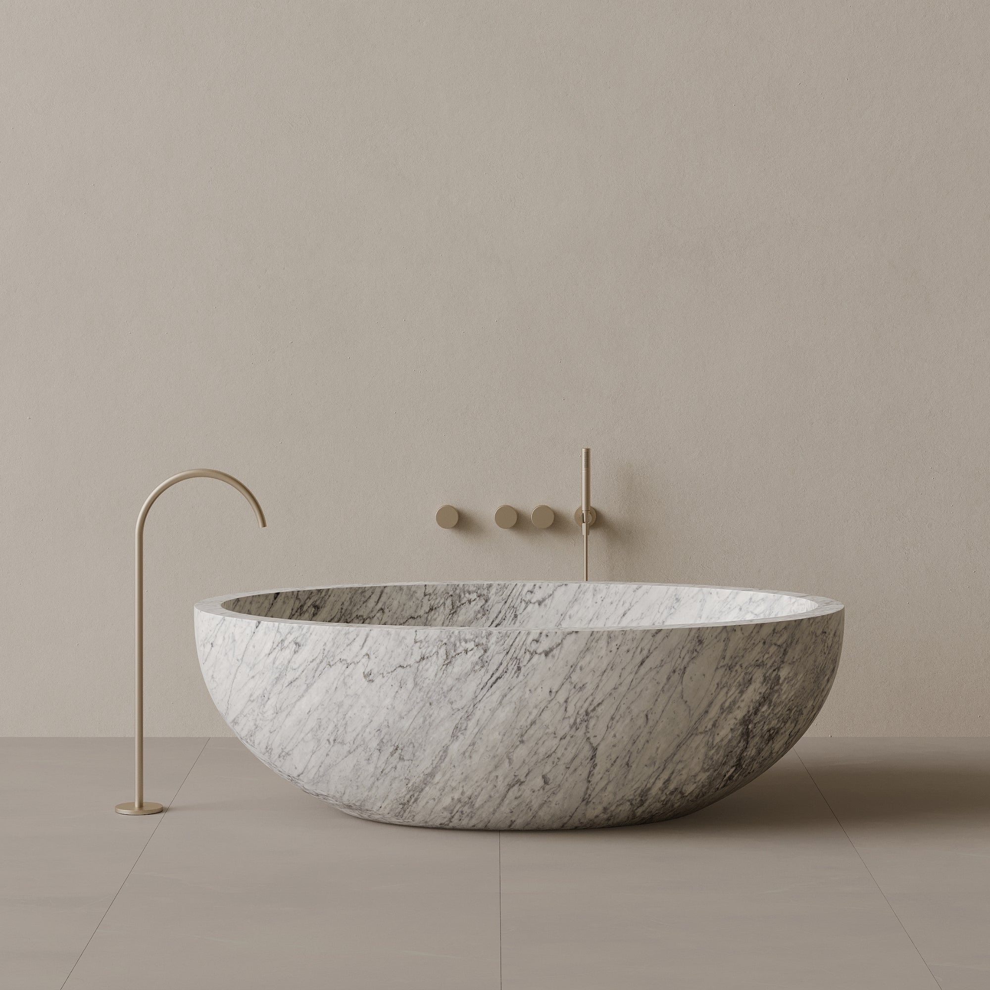 69" x 45" Handcrafted Oval Stone Bathtub