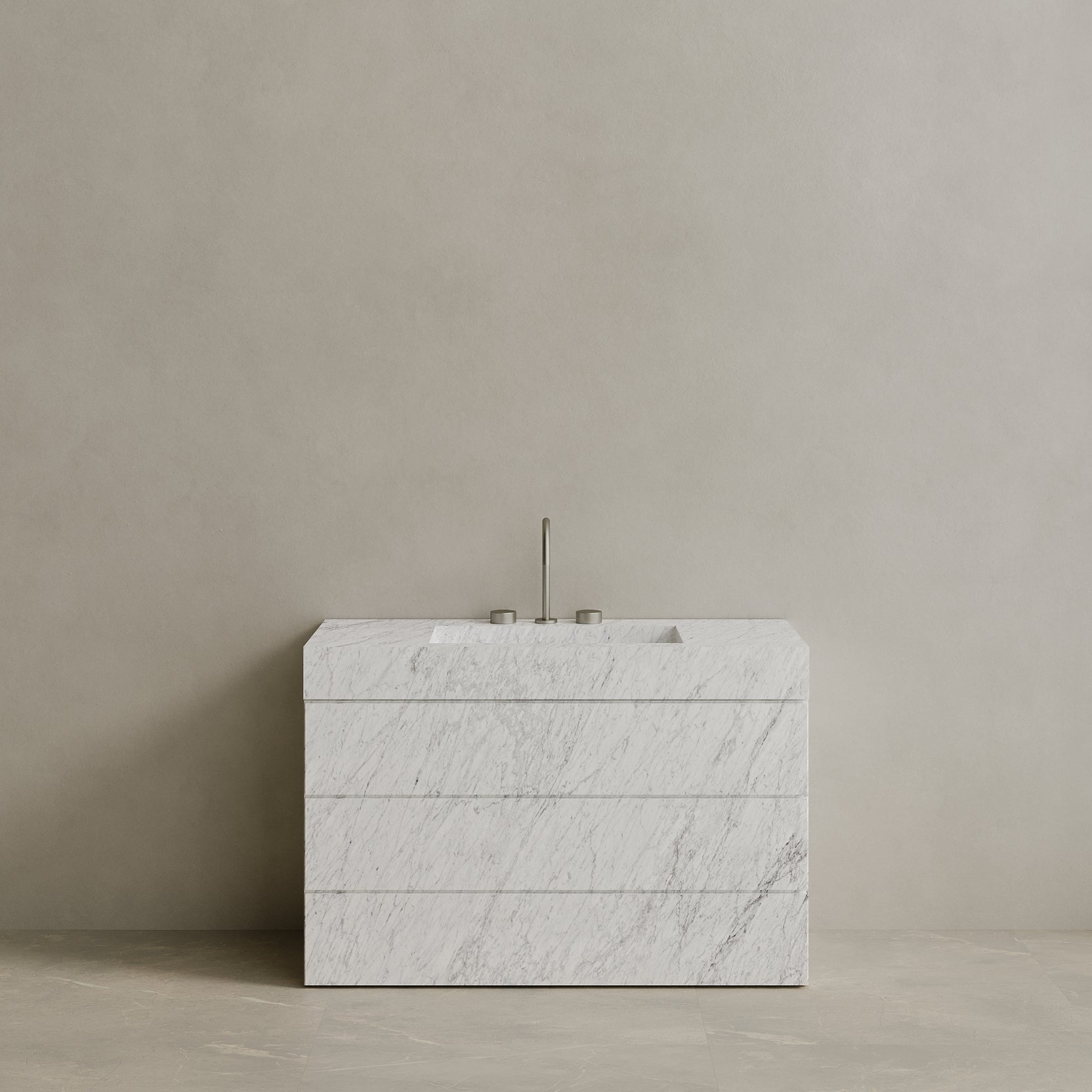 Single Sink Freestanding Handcrafted Marble Vanity with Drawers