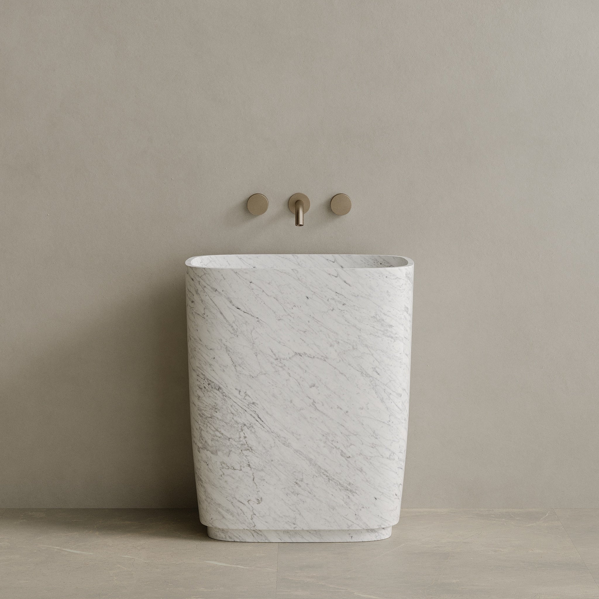 Ovola Handcrafted Stone Pedestal Sink