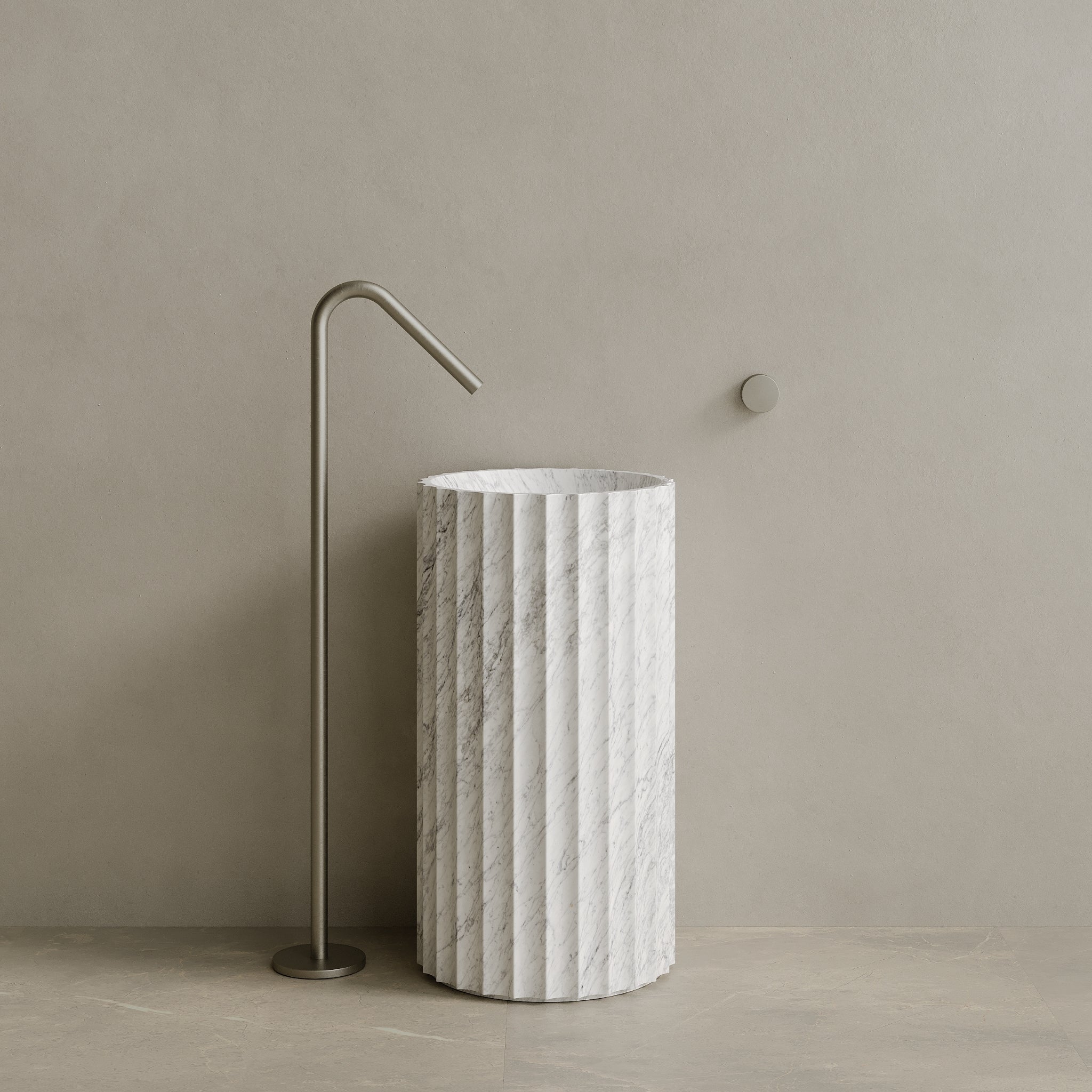 Cavo Handcrafted Fluted Stone Pedestal Sink