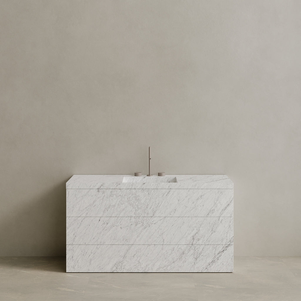Single Sink Freestanding Handcrafted Marble Vanity with Drawers