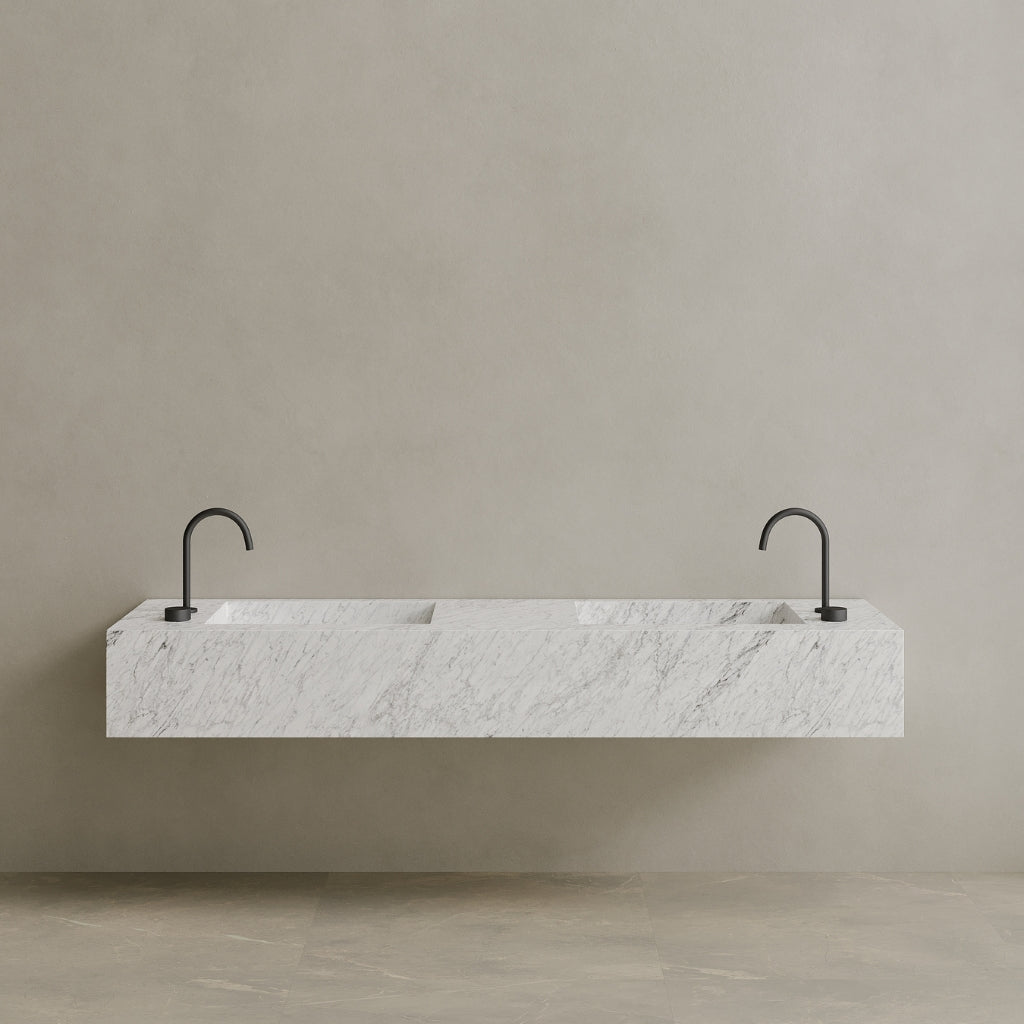 Double Sink Floating Handcrafted Marble Vanity