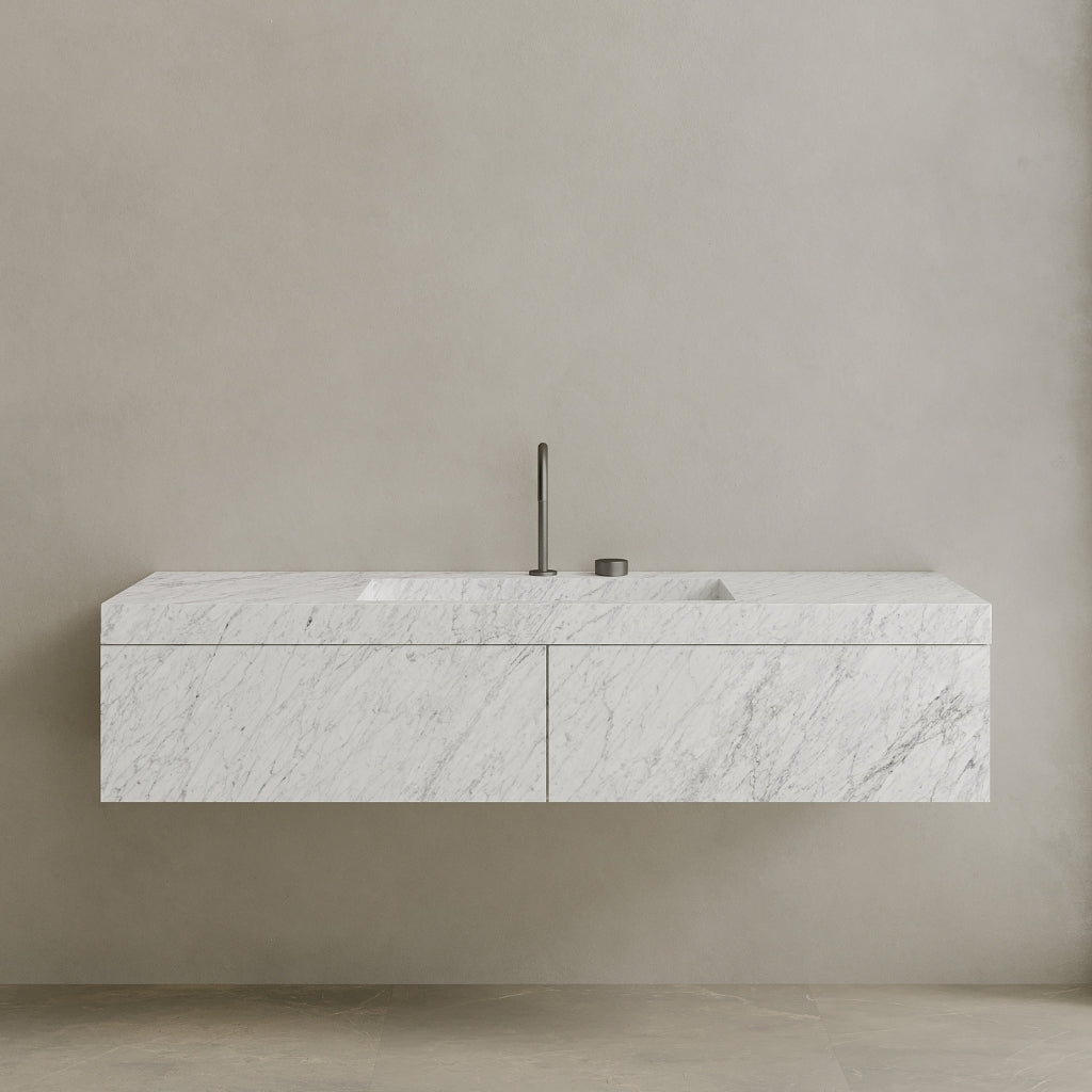 Single Sink Floating Handcrafted Marble Vanity