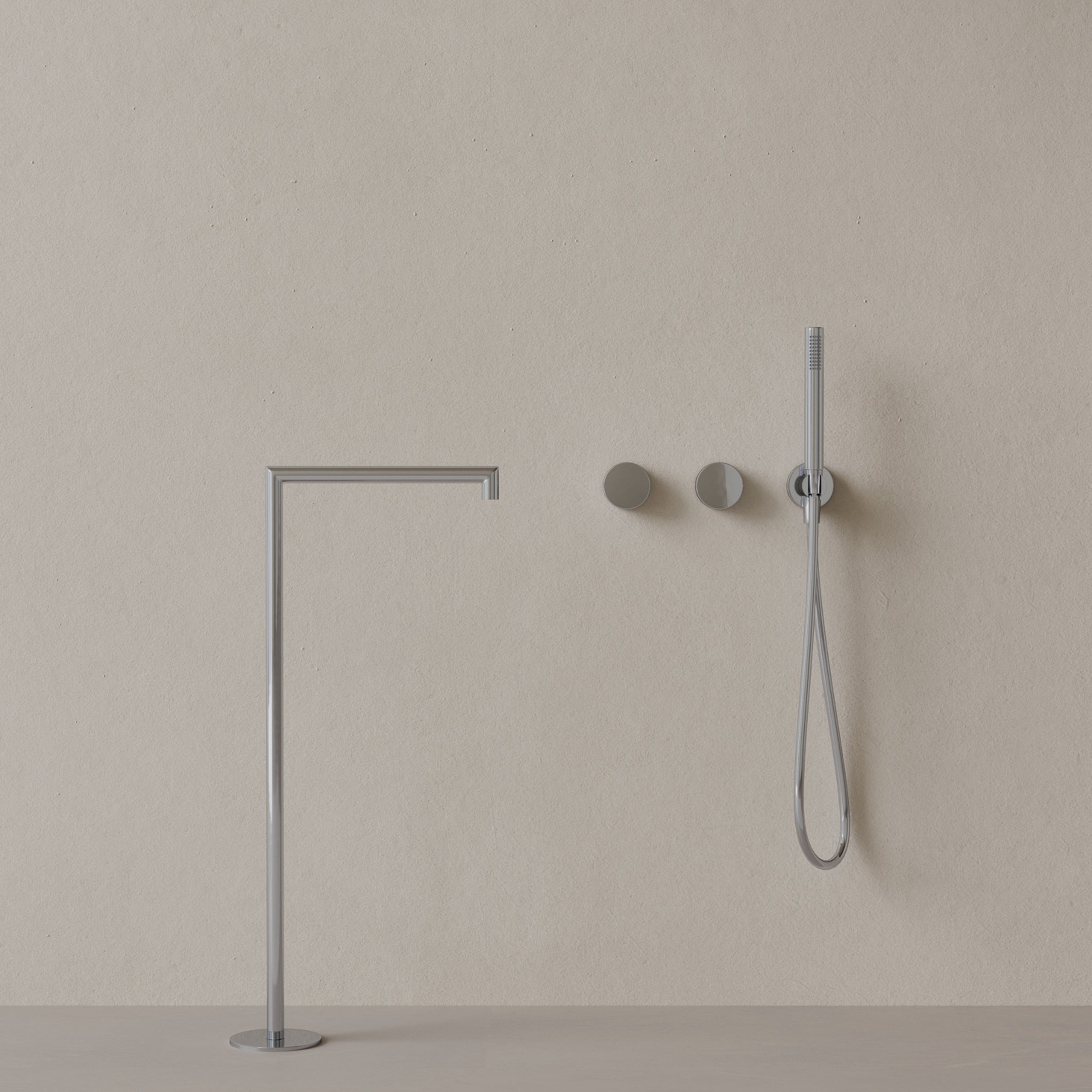 Modern Square Floor-mounted Bathtub Filler