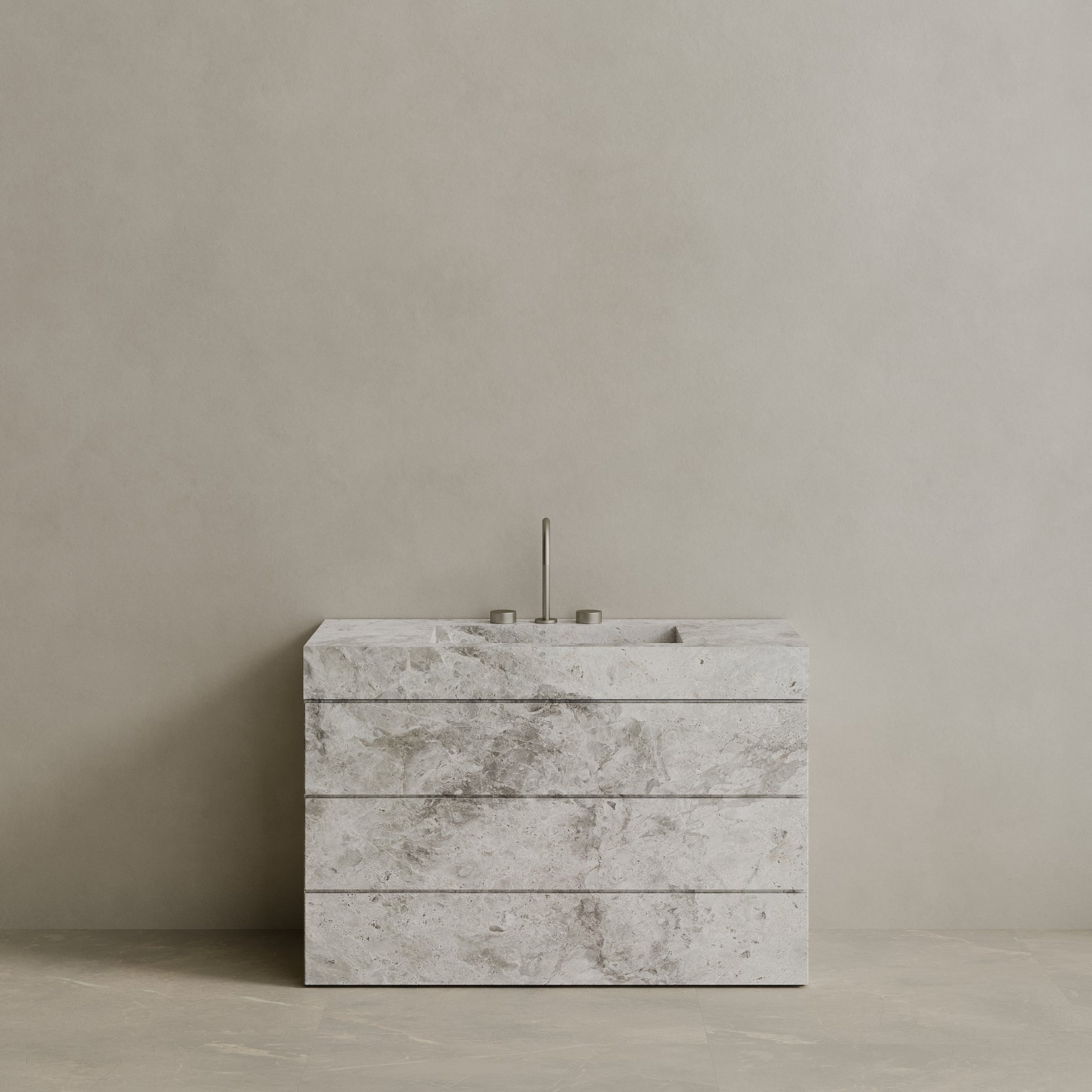 Single Sink Freestanding Handcrafted Marble Vanity with Drawers