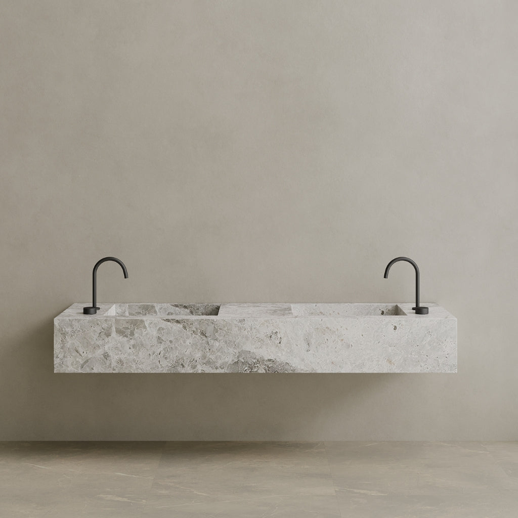 Double Sink Floating Handcrafted Marble Vanity