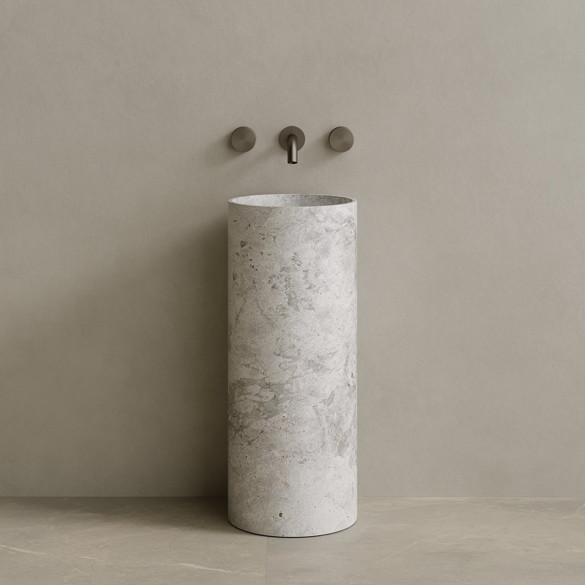 Colva Handcrafted Stone Pedestal Sink