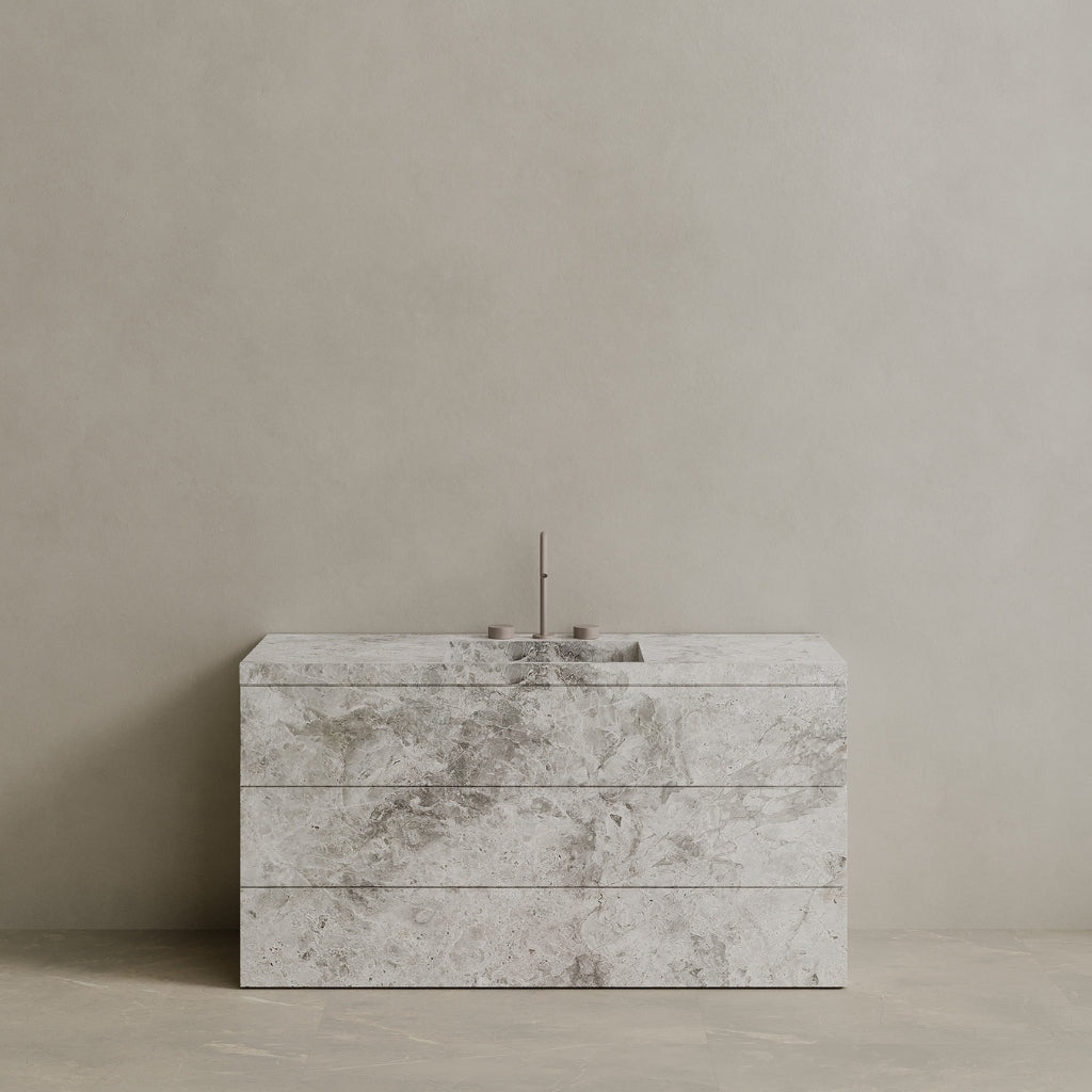 Single Sink Freestanding Handcrafted Marble Vanity with Drawers