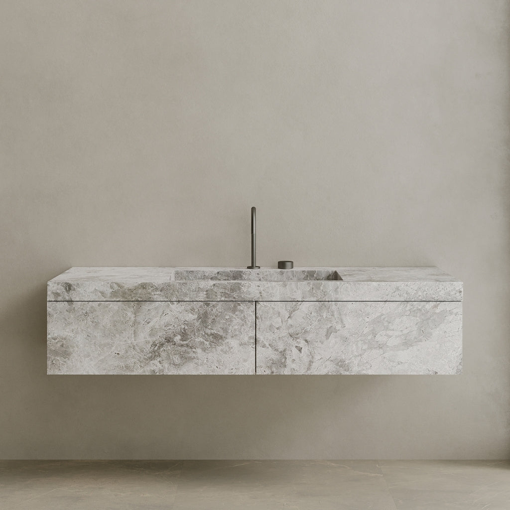 Single Sink Floating Handcrafted Marble Vanity
