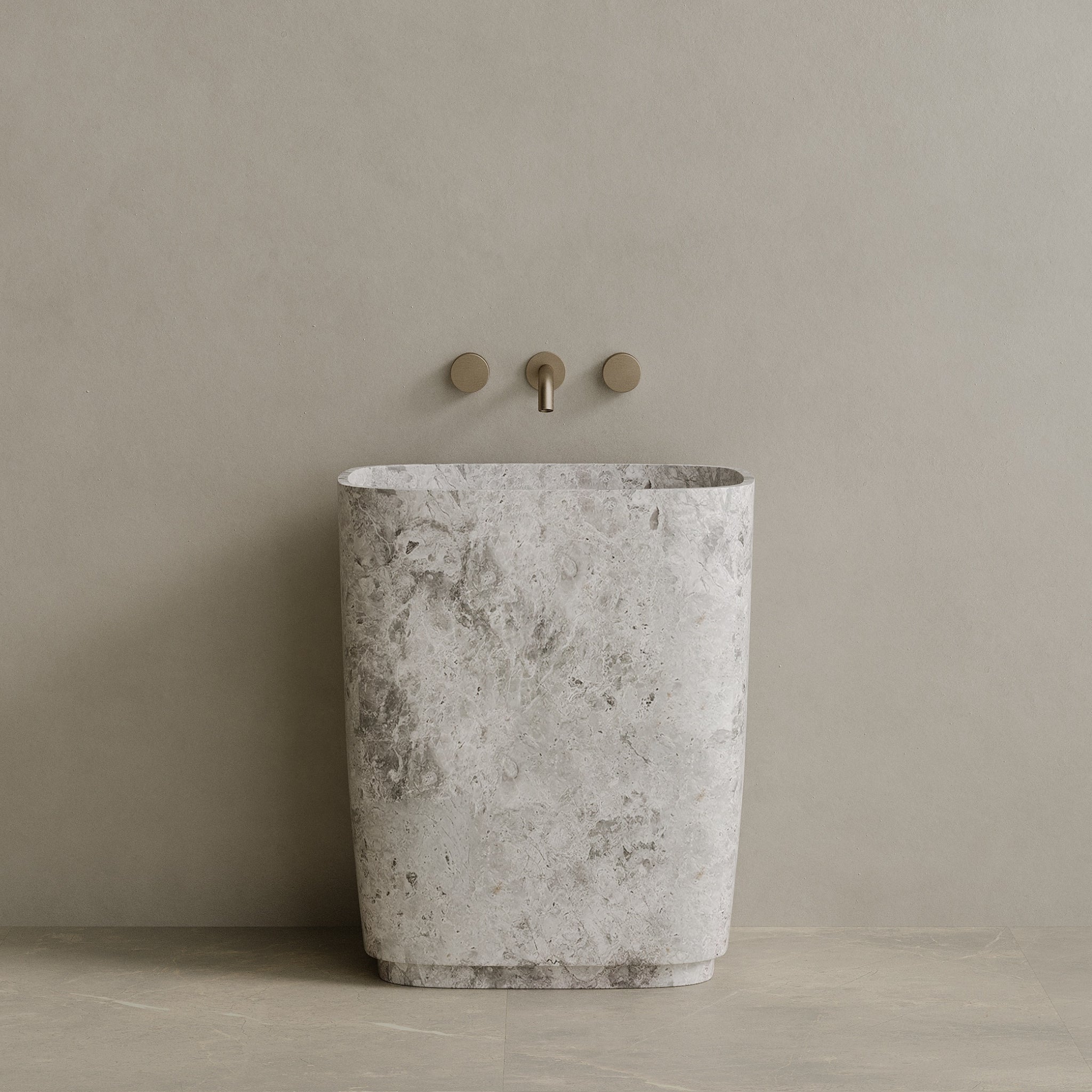Ovola Handcrafted Stone Pedestal Sink