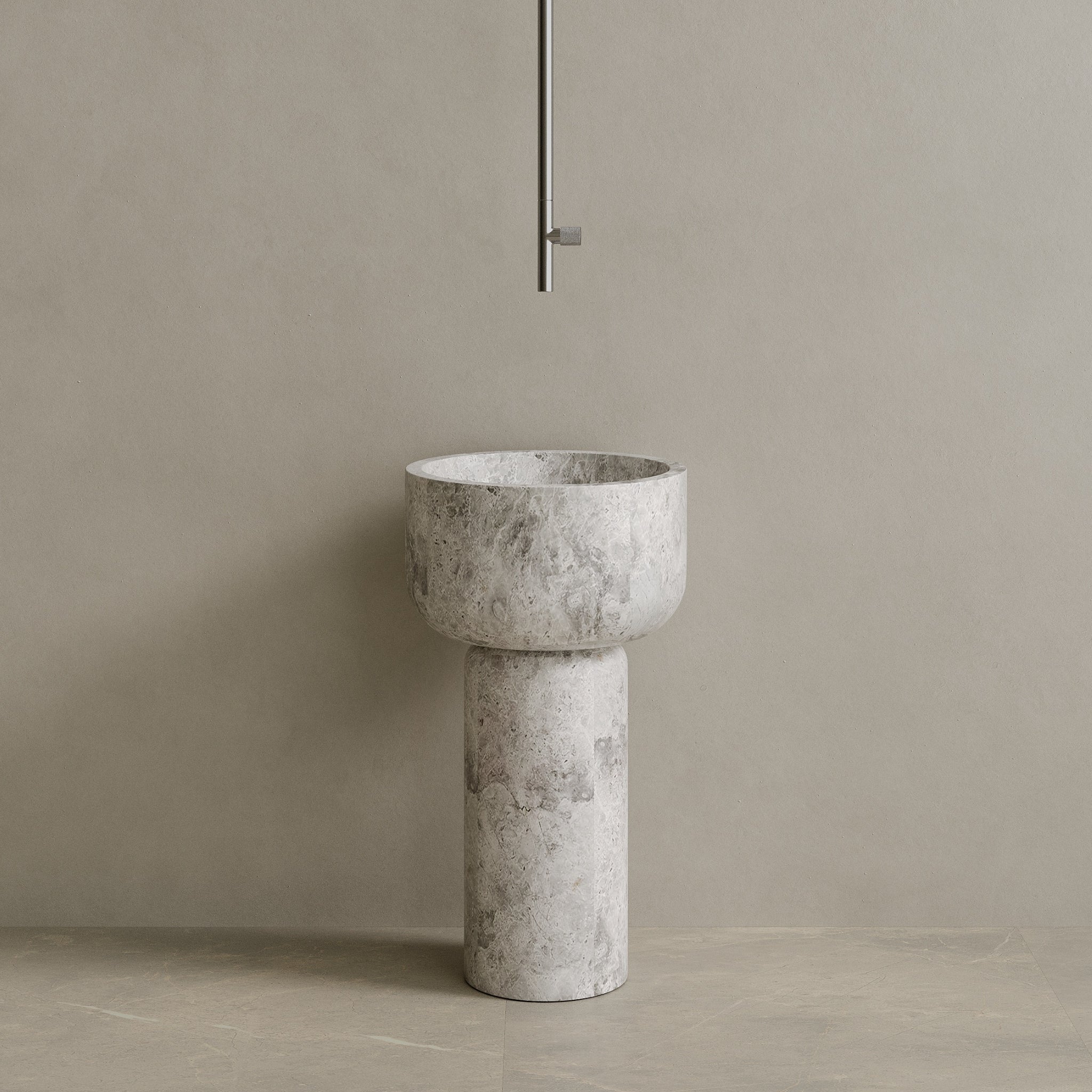 Veso Handcrafted Stone Pedestal Sink