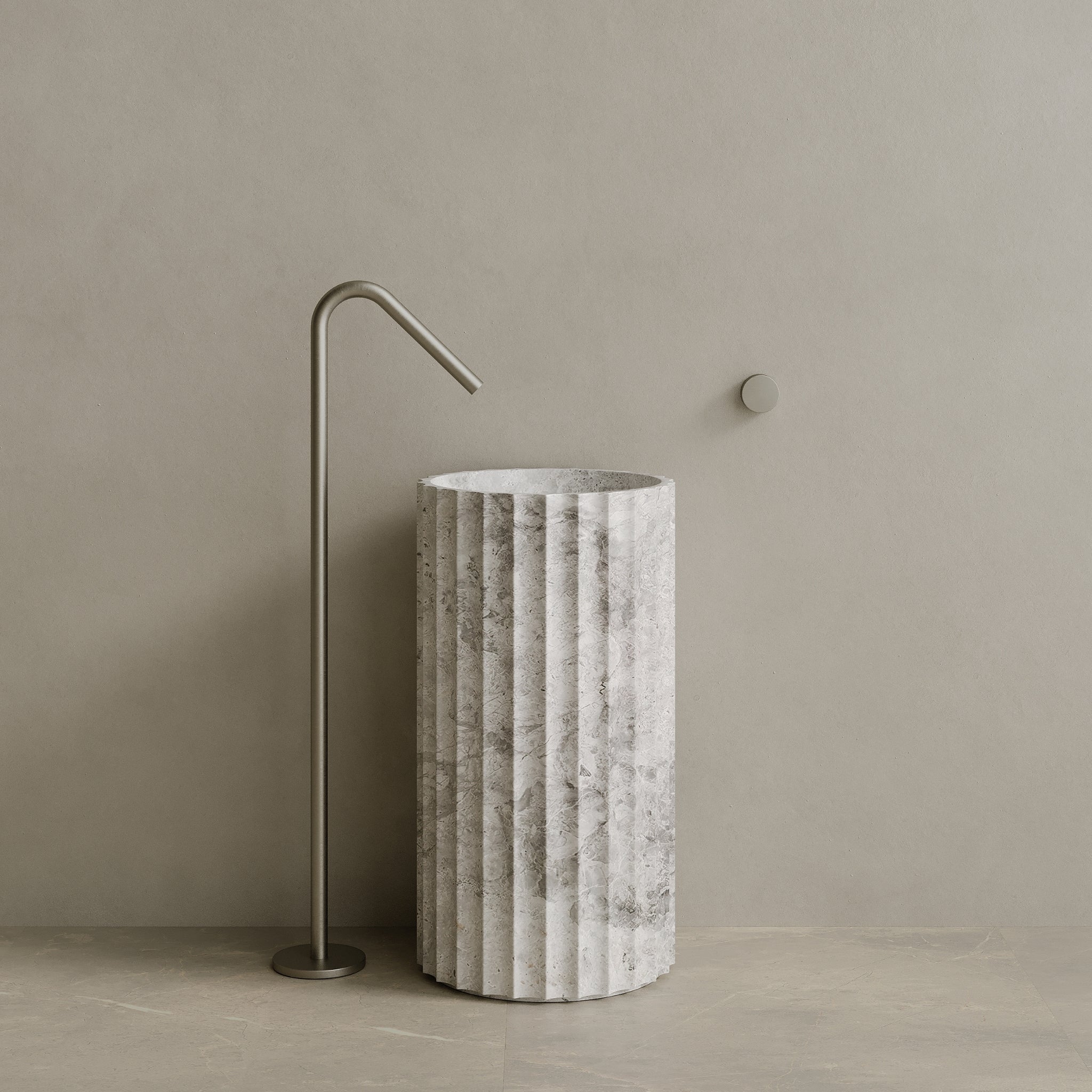 Cavo Handcrafted Fluted Stone Pedestal Sink