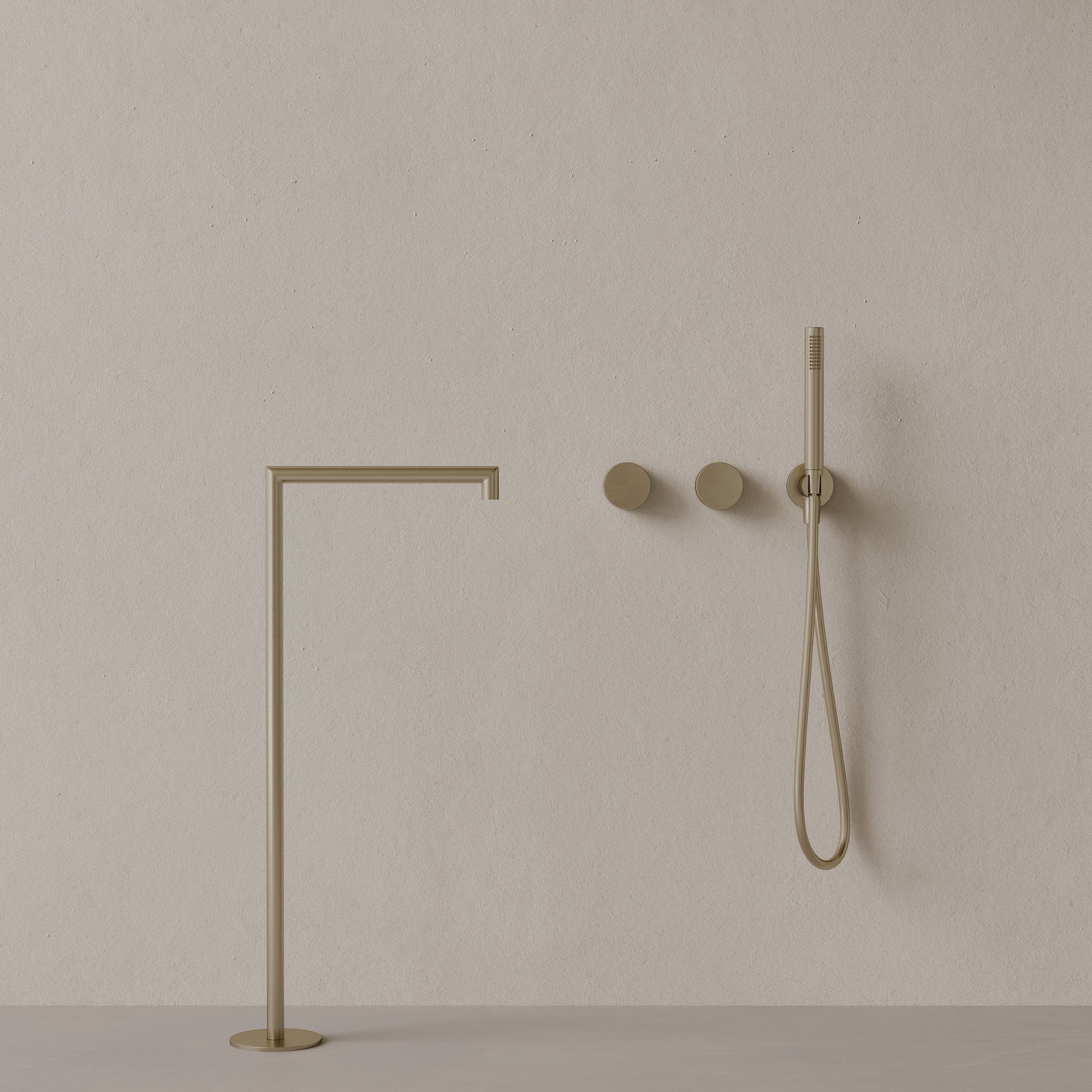 Modern Square Floor-mounted Bathtub Filler