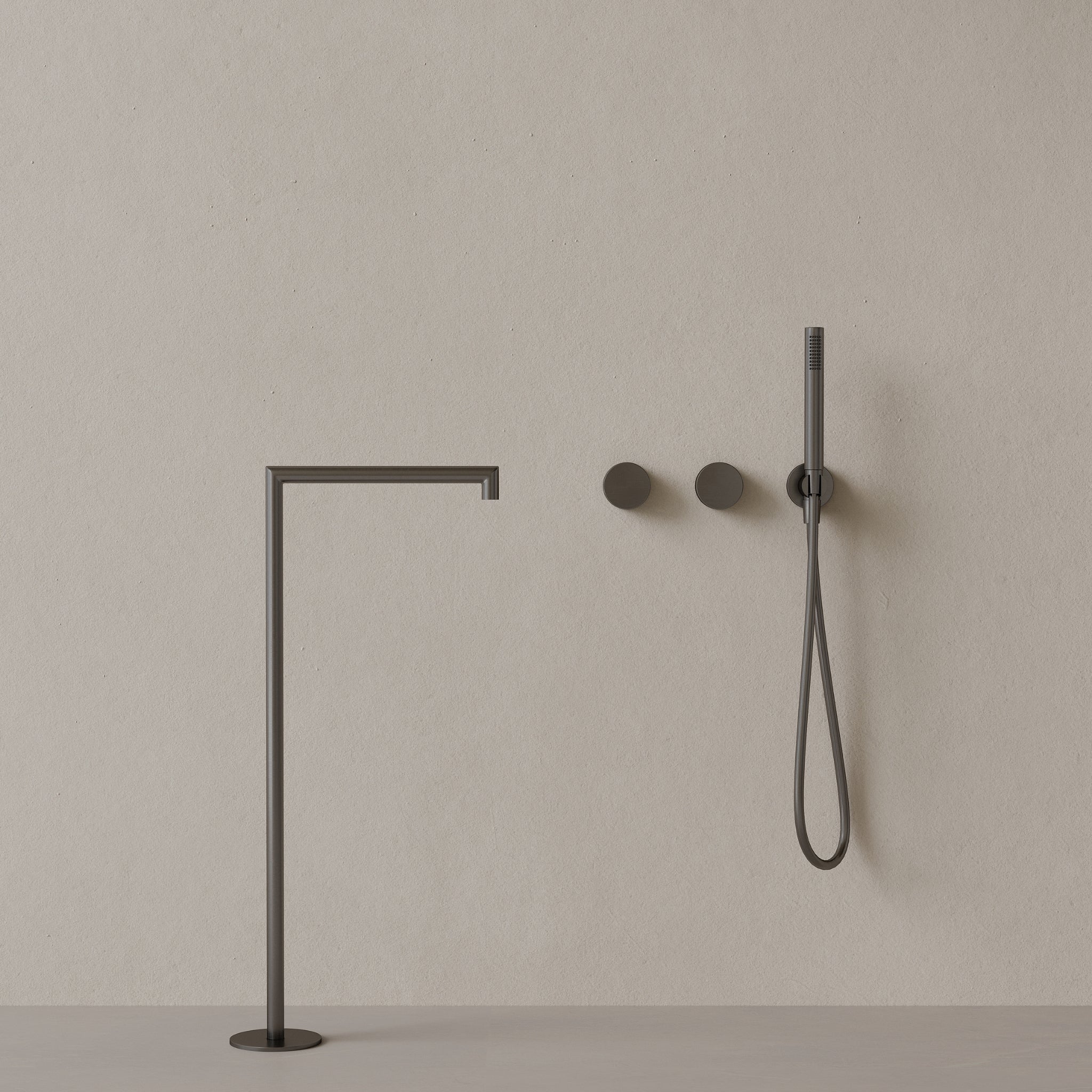 Modern Square Floor-mounted Bathtub Filler