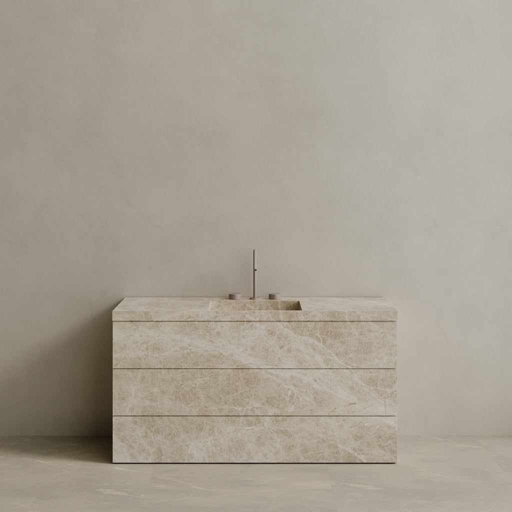 Single Sink Freestanding Handcrafted Marble Vanity with Drawers