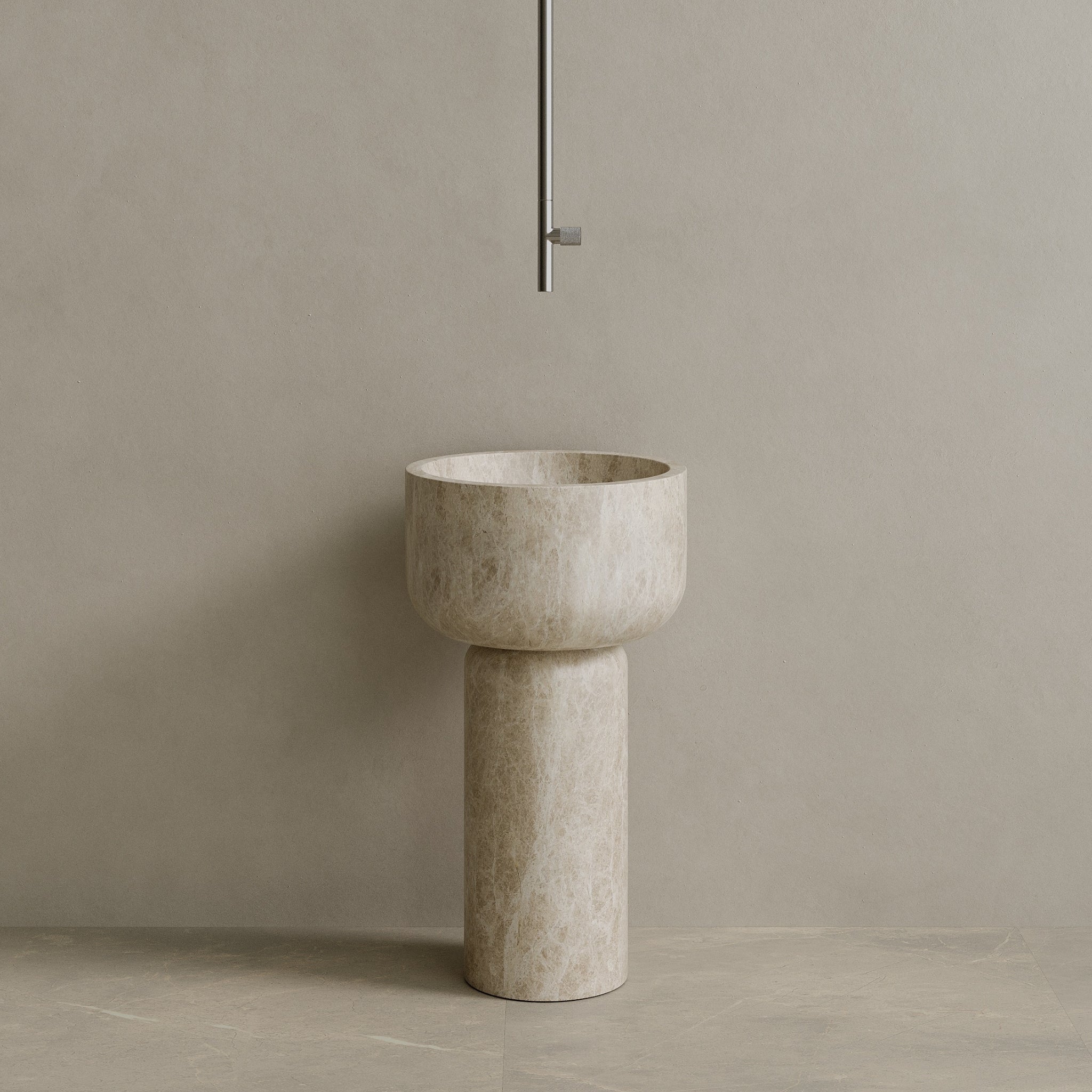 Veso Handcrafted Stone Pedestal Sink