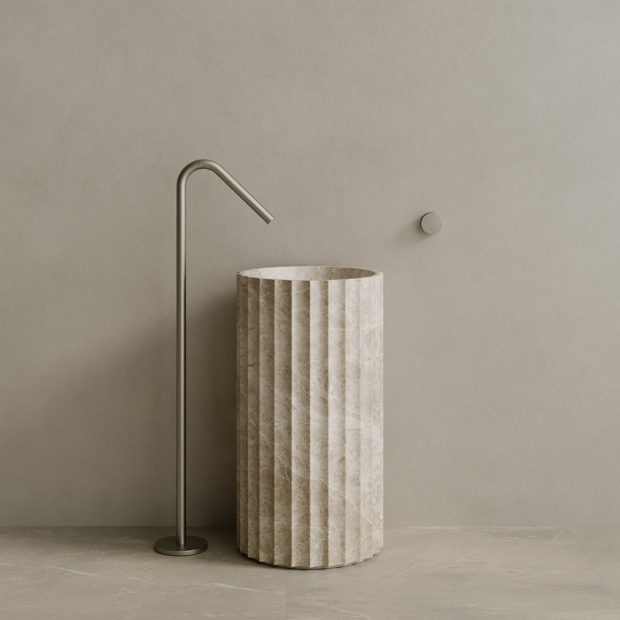 Cavo Handcrafted Fluted Stone Pedestal Sink