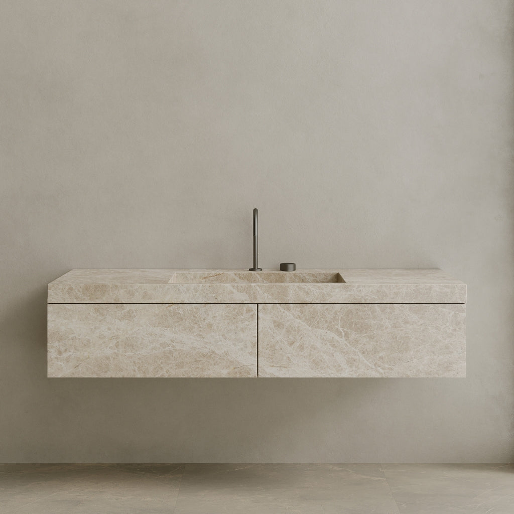 Single Sink Floating Handcrafted Marble Vanity