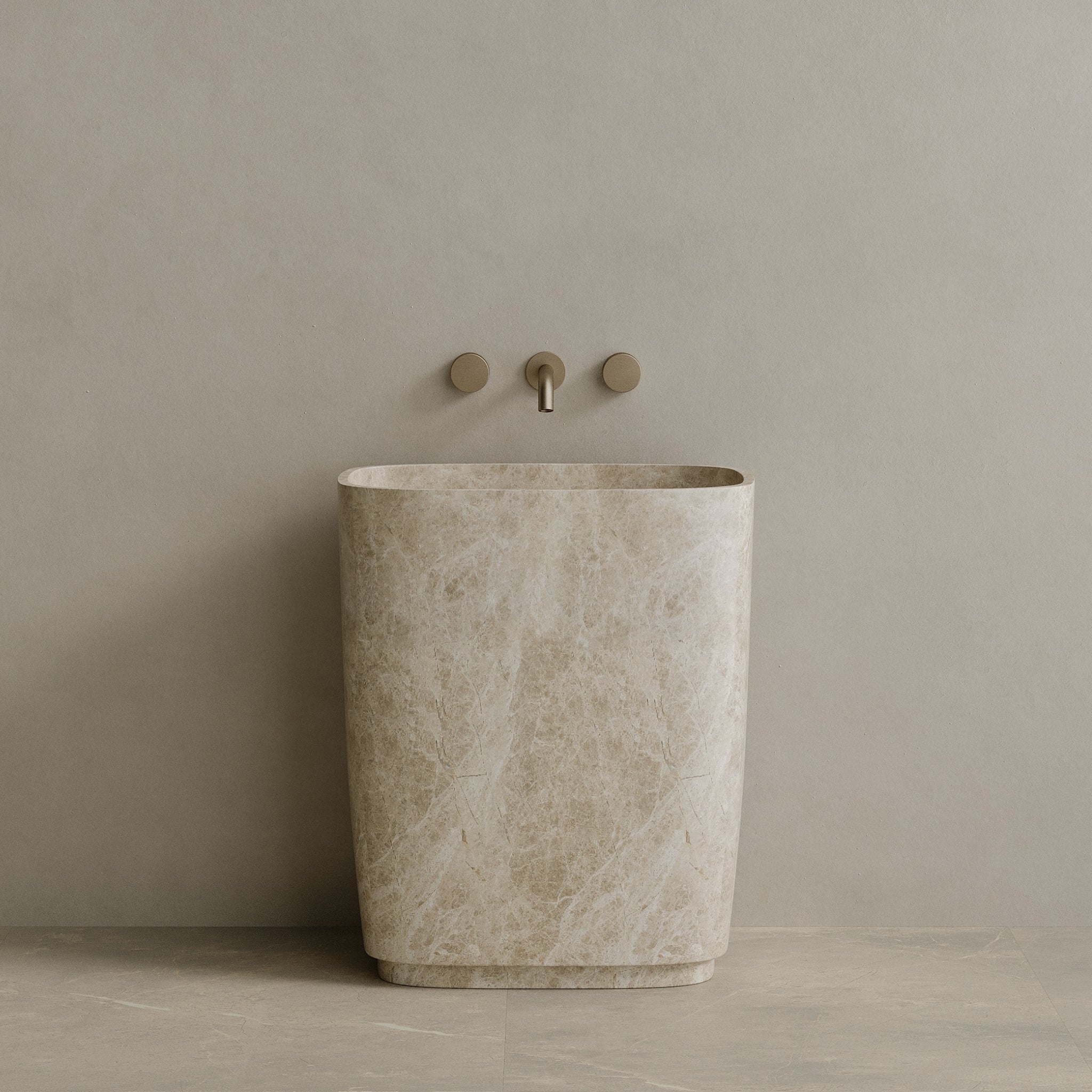 Ovola Handcrafted Stone Pedestal Sink