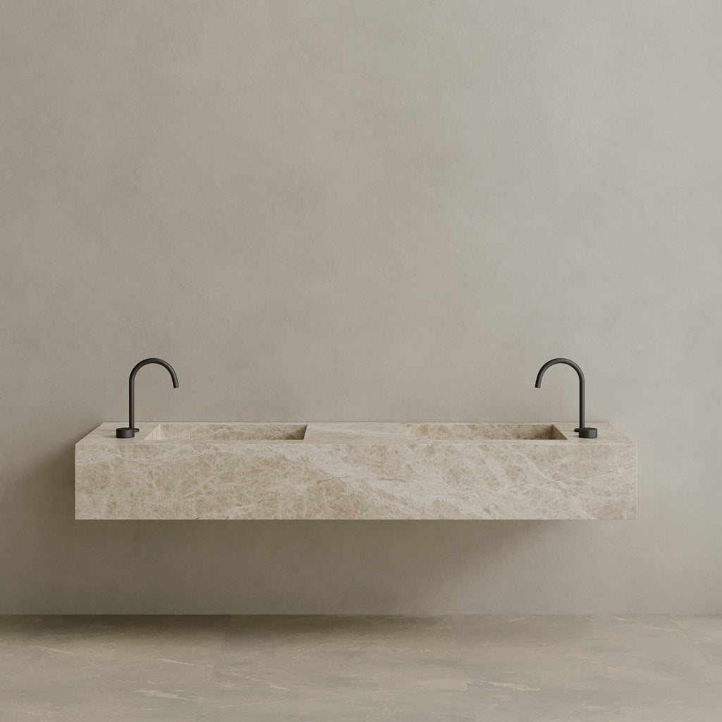 Double Sink Floating Handcrafted Marble Vanity