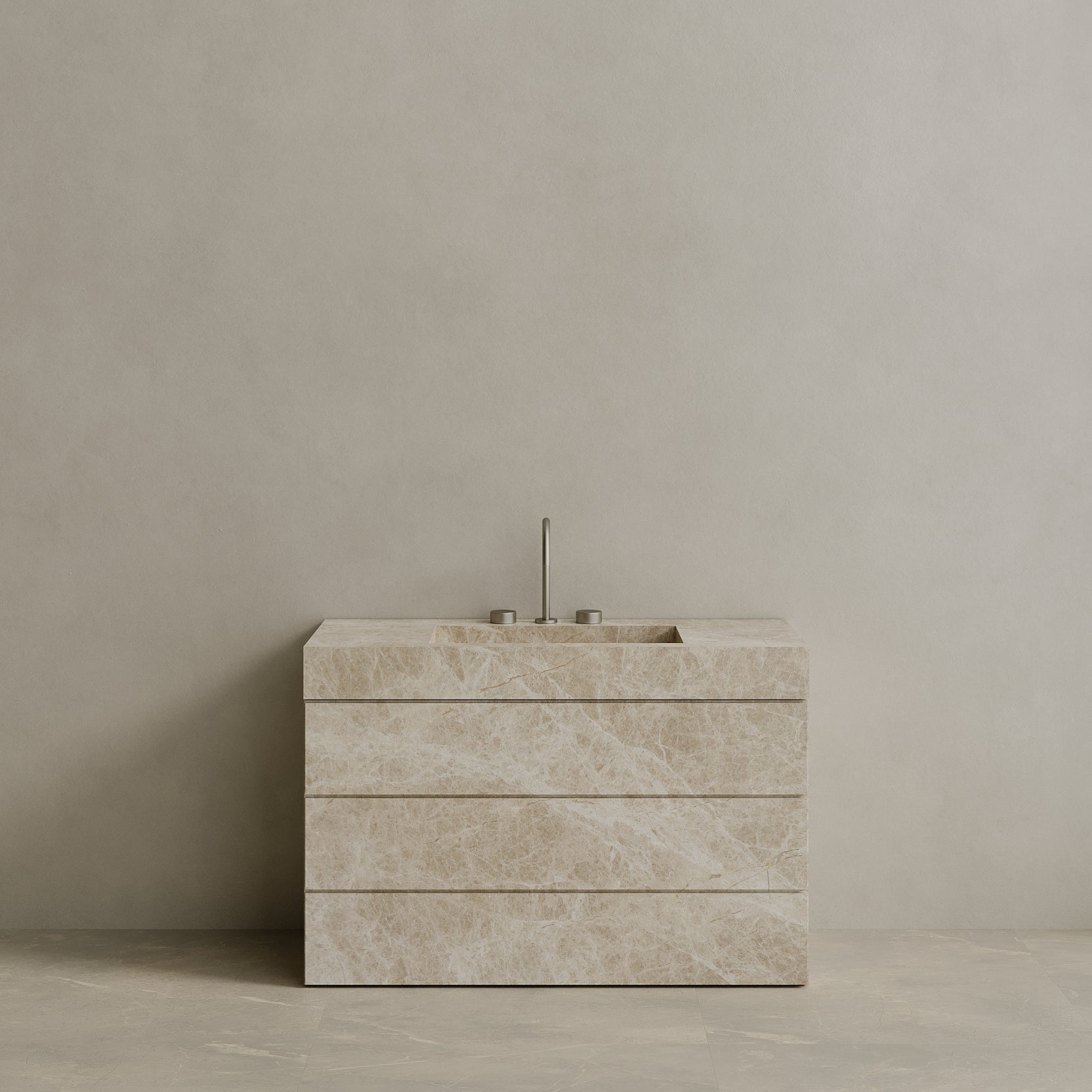 Single Sink Freestanding Handcrafted Marble Vanity with Drawers