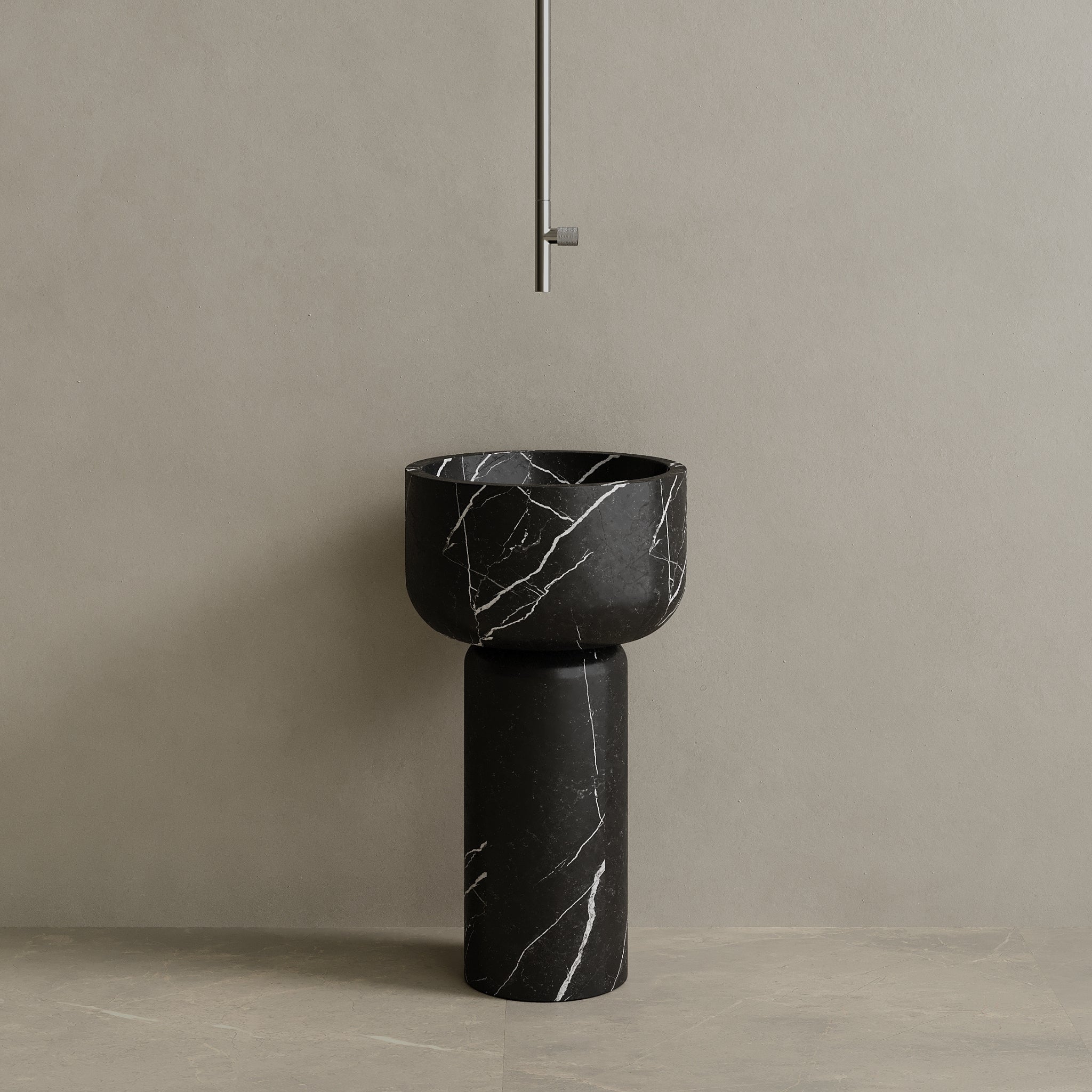 Veso Handcrafted Stone Pedestal Sink