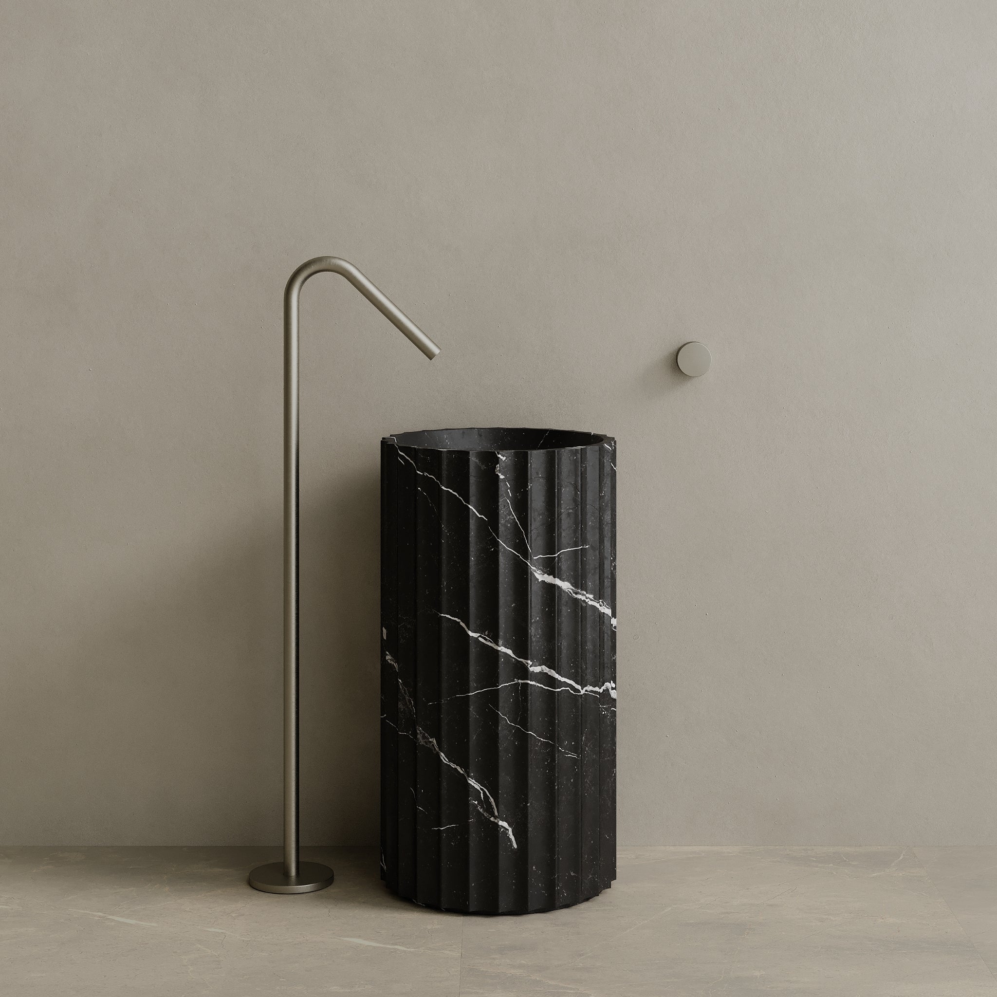 Cavo Handcrafted Fluted Stone Pedestal Sink