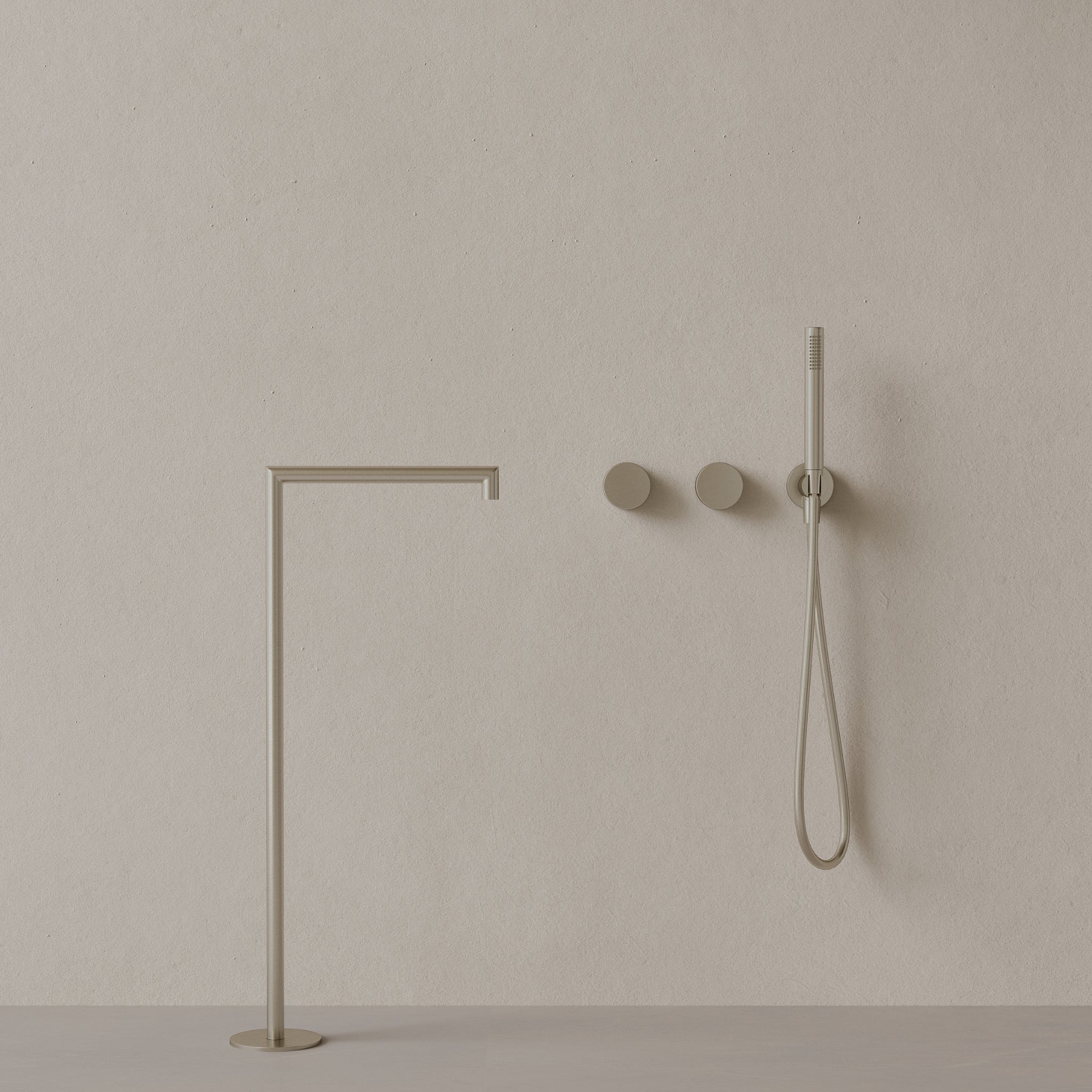 Modern Square Floor-mounted Bathtub Filler