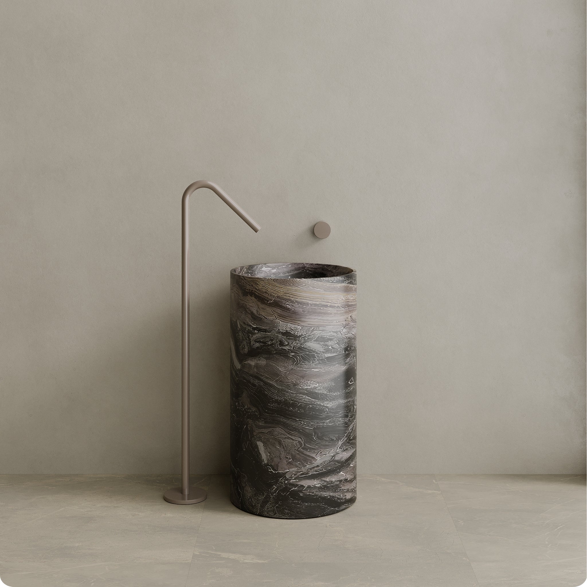 Orbita Handcrafted Stone Pedestal Sink